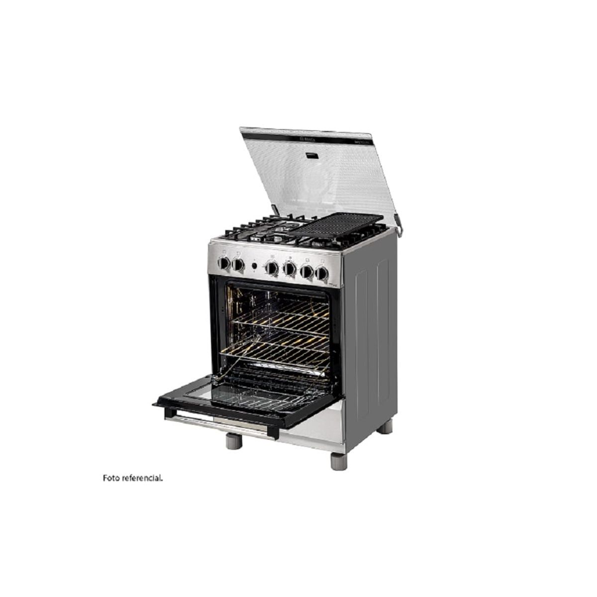 BOSCH - Cocina Bosch PRO447 MAX a Gas de Pie 24" 4 Hornillas Acero Inoxidable