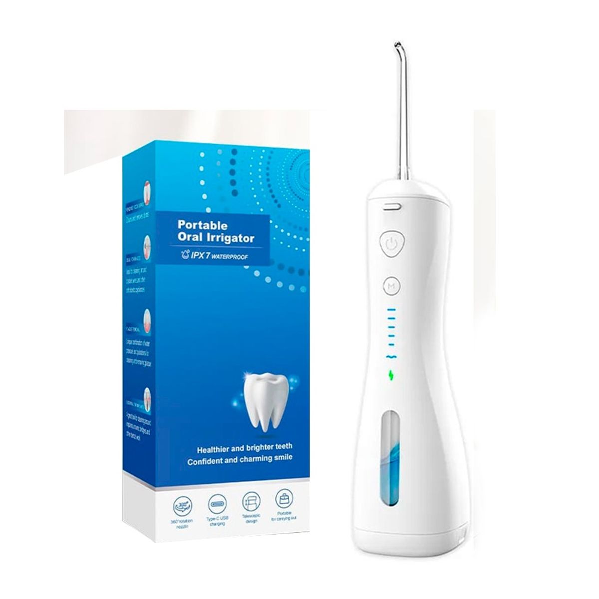 TECH CARE - Irrigador Bucal Dental Portátil 6 Modos + 4 Puntas + Estuche