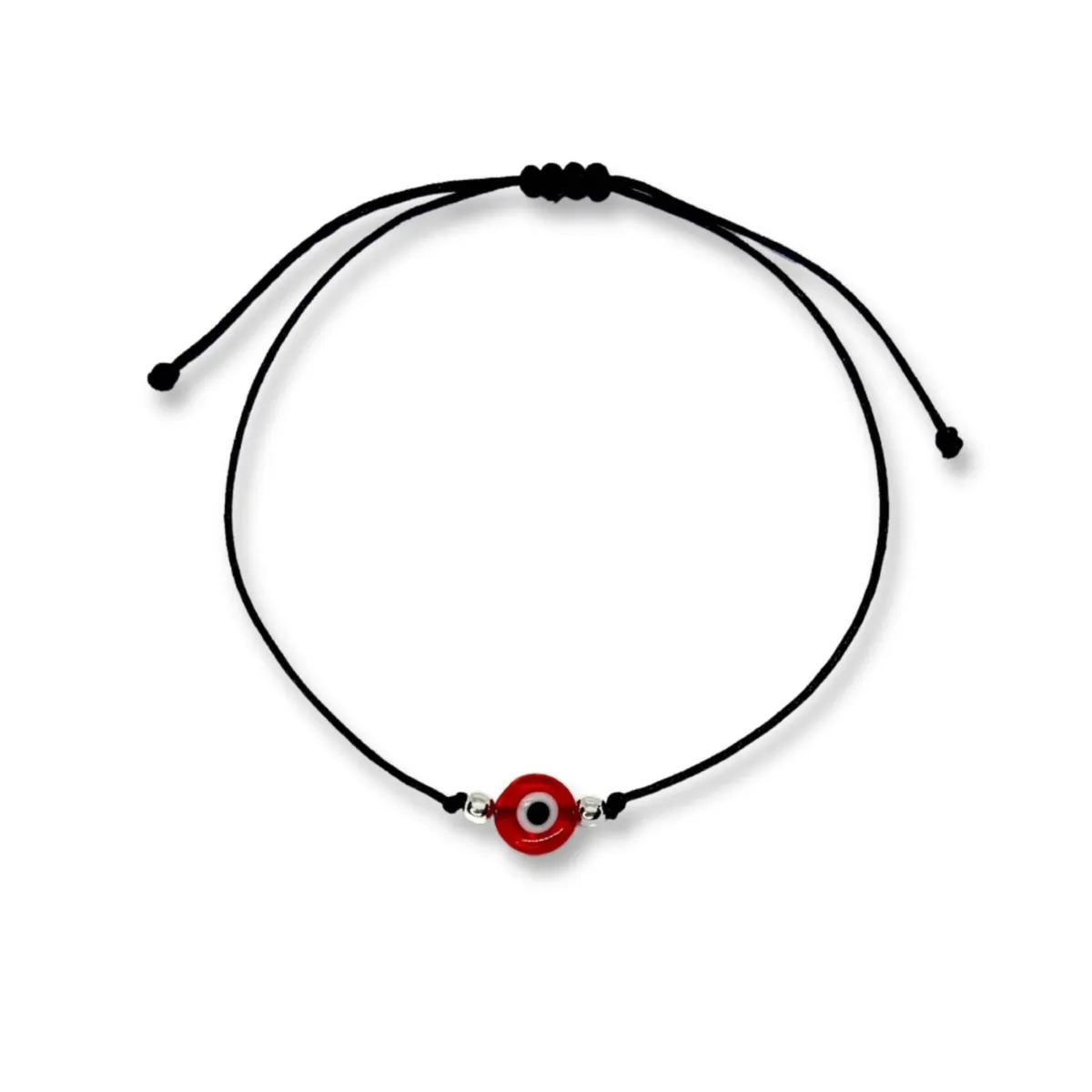 ESPIRAL ROJO - Pulsera Ojo Turco - Hilo y Plata