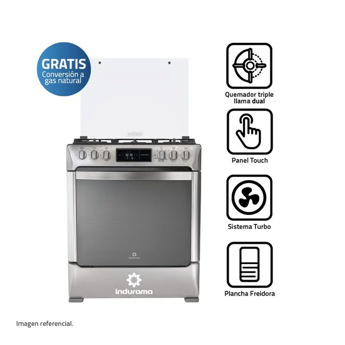 INDURAMA - Cocina Indurama Montecarlo Zafiro Croma 5 quemadores