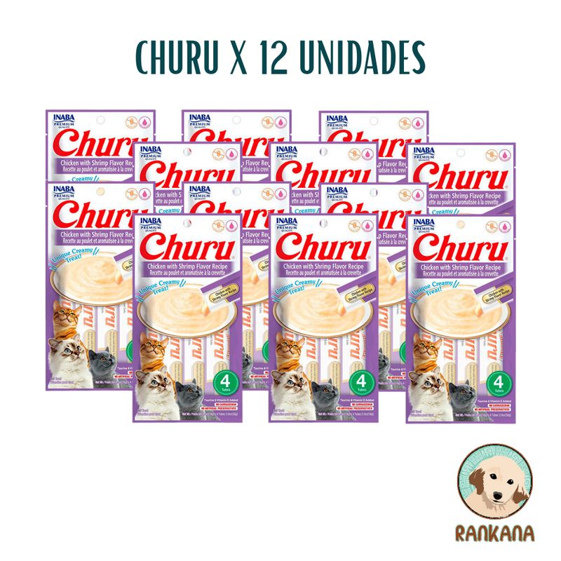 CHURU - SNACKS CHURU X 4 SACHETS POLLO Y CAMARON / 12 UNIDADES