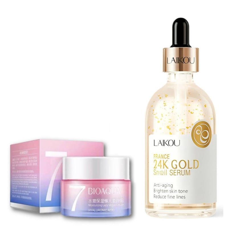 BIOAQUA - PACK CREMA HIDRATANTE V7 Y SERUM 24K GOLD LAIKOU