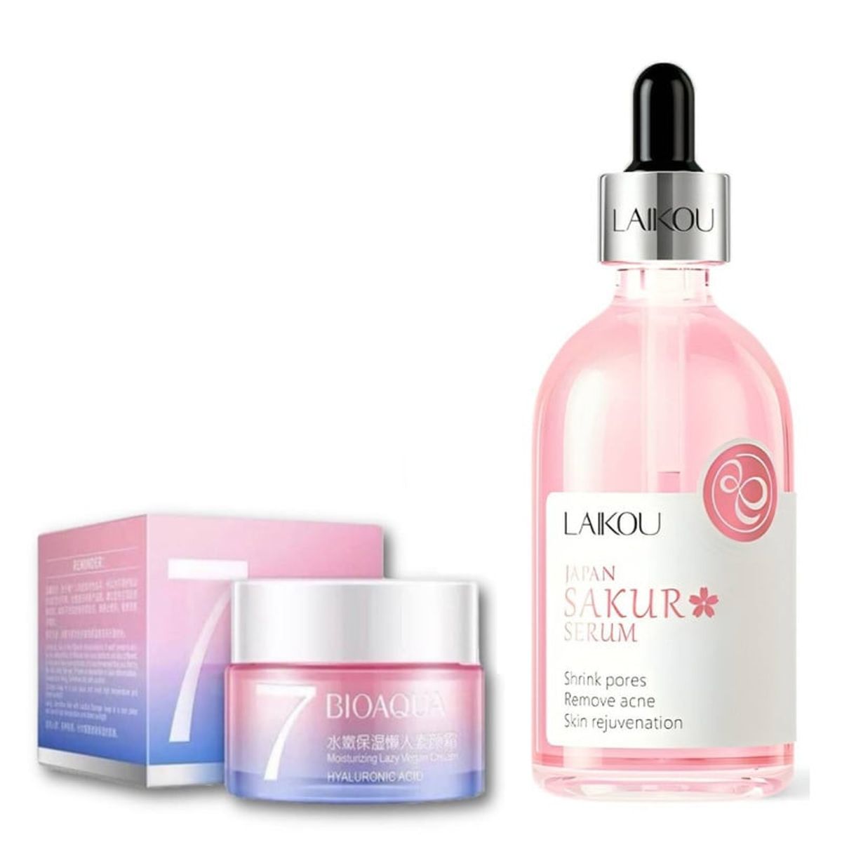 BIOAQUA - PACK CREMA HIDRATANTE V7 Y SERUM JAPAN SAKURA LAIKOU