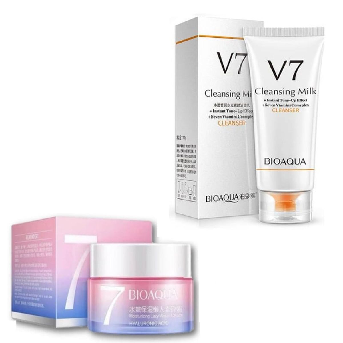 BIOAQUA - PACK CREMA HIDRATANTE V7 Y LECHE LIMPIADORA FACIAL V7 BIOAQUA