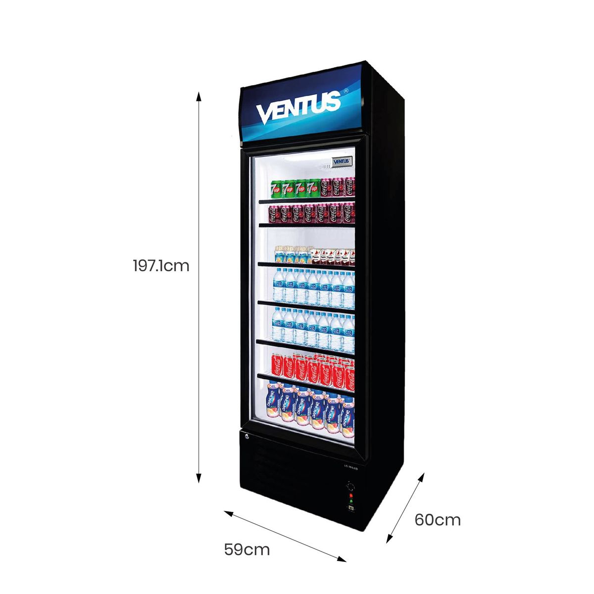VENTUS - Visicooler ventus 1 puerta 360L LG-360 LED- Negro