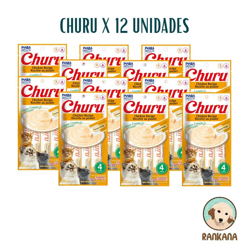 CHURU - SNACKS CHURU X 4 SACHETS POLLO / 12 UNIDADES