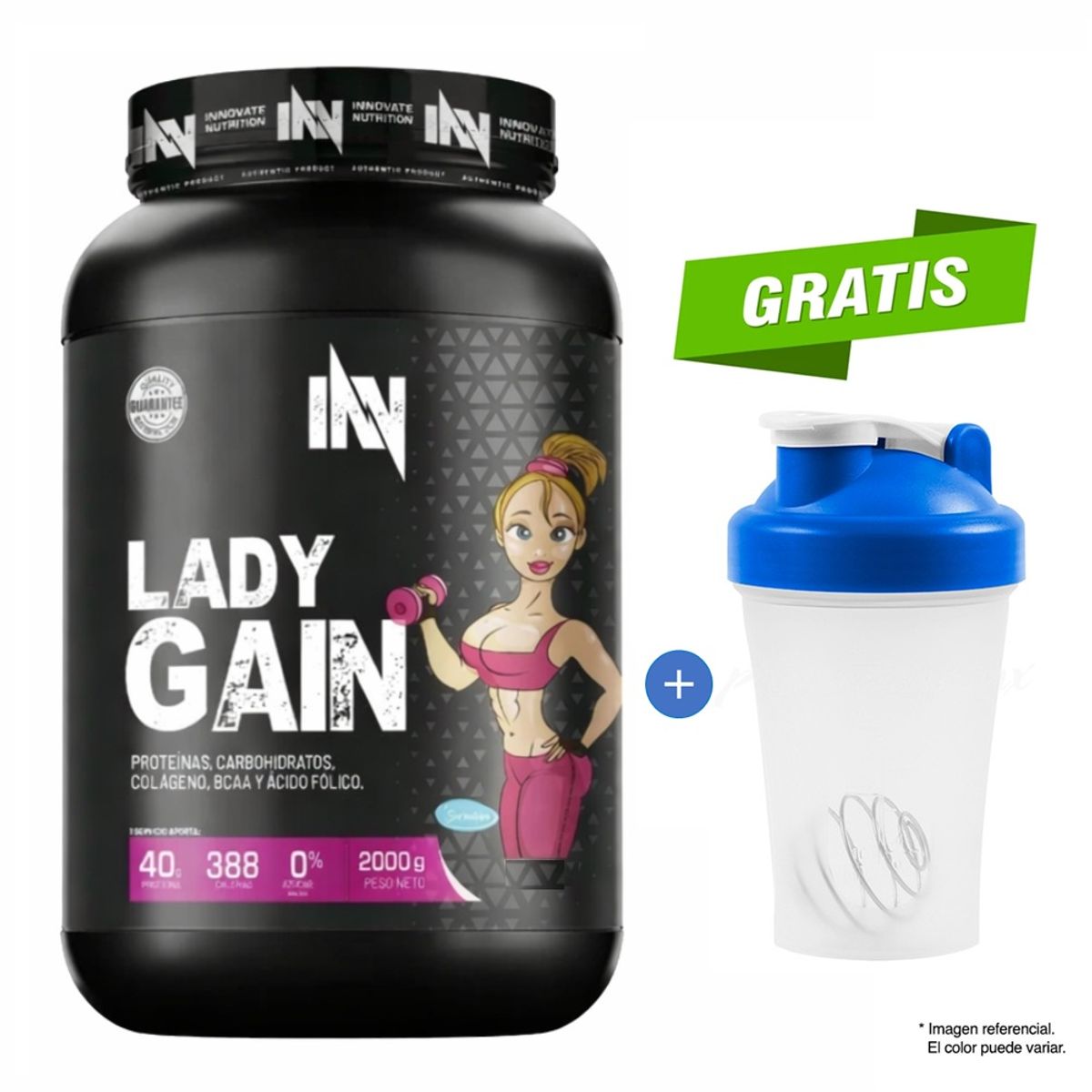 INN INNOVATE NUTRITION - PROTEÍNA LADY GAIN 2 KG VAINILLA + SHAKER