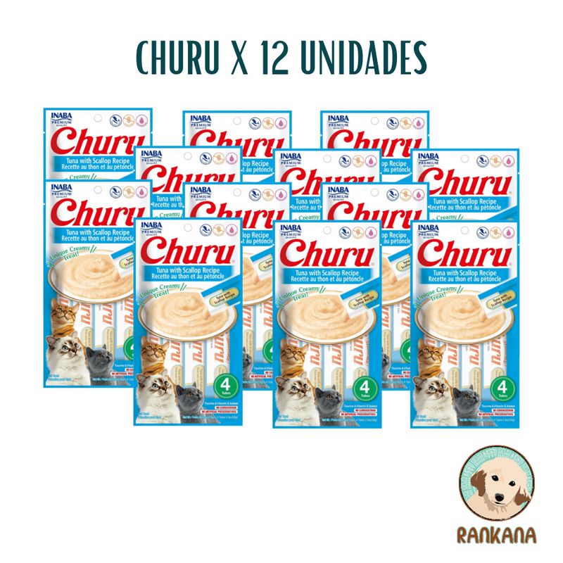 CHURU - SNACKS CHURU X 4 SACHETS ATUN Y VIEIRAS / 12 UNIDADES