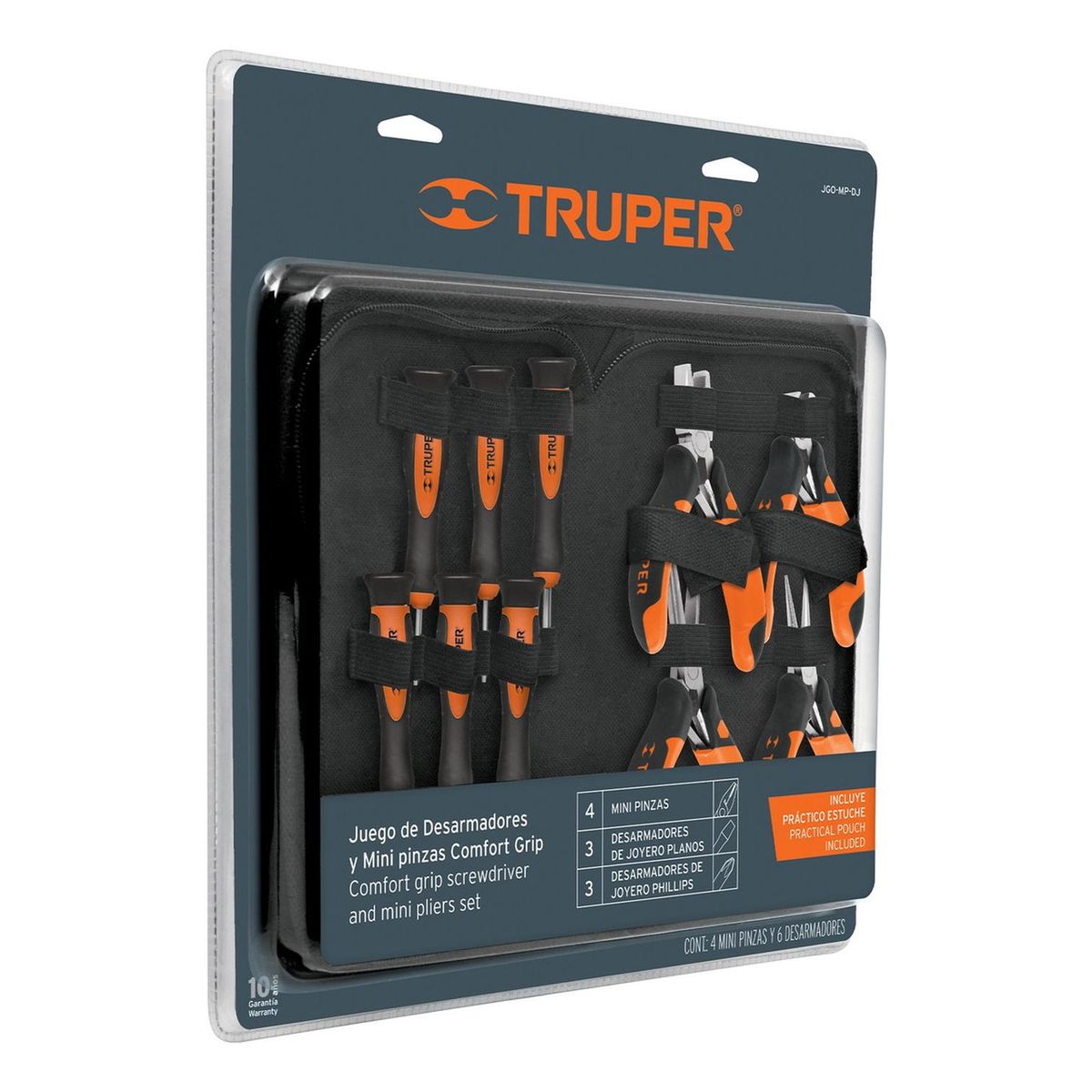 TRUPER - Juego 6 desarmadores de joyero y 4 mini alicates comfort grip truper