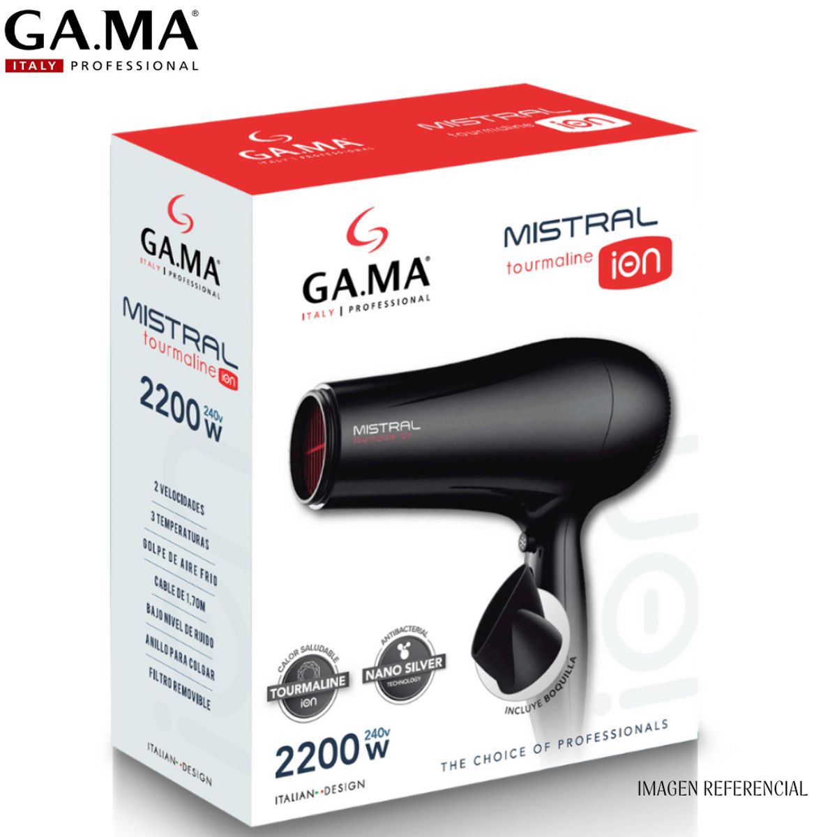 GAMA - Secadora Gama de Cabello Mistral Tourmaline Ion 2200 watts.
