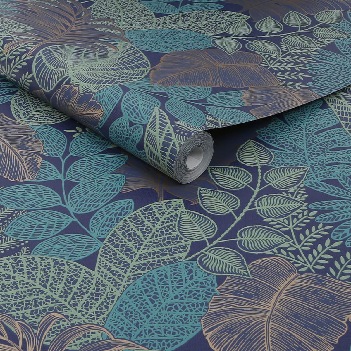 MULTITOP - Papel Tapiz S Easy Scattered Leaves 052X10 Mts Bluecopper