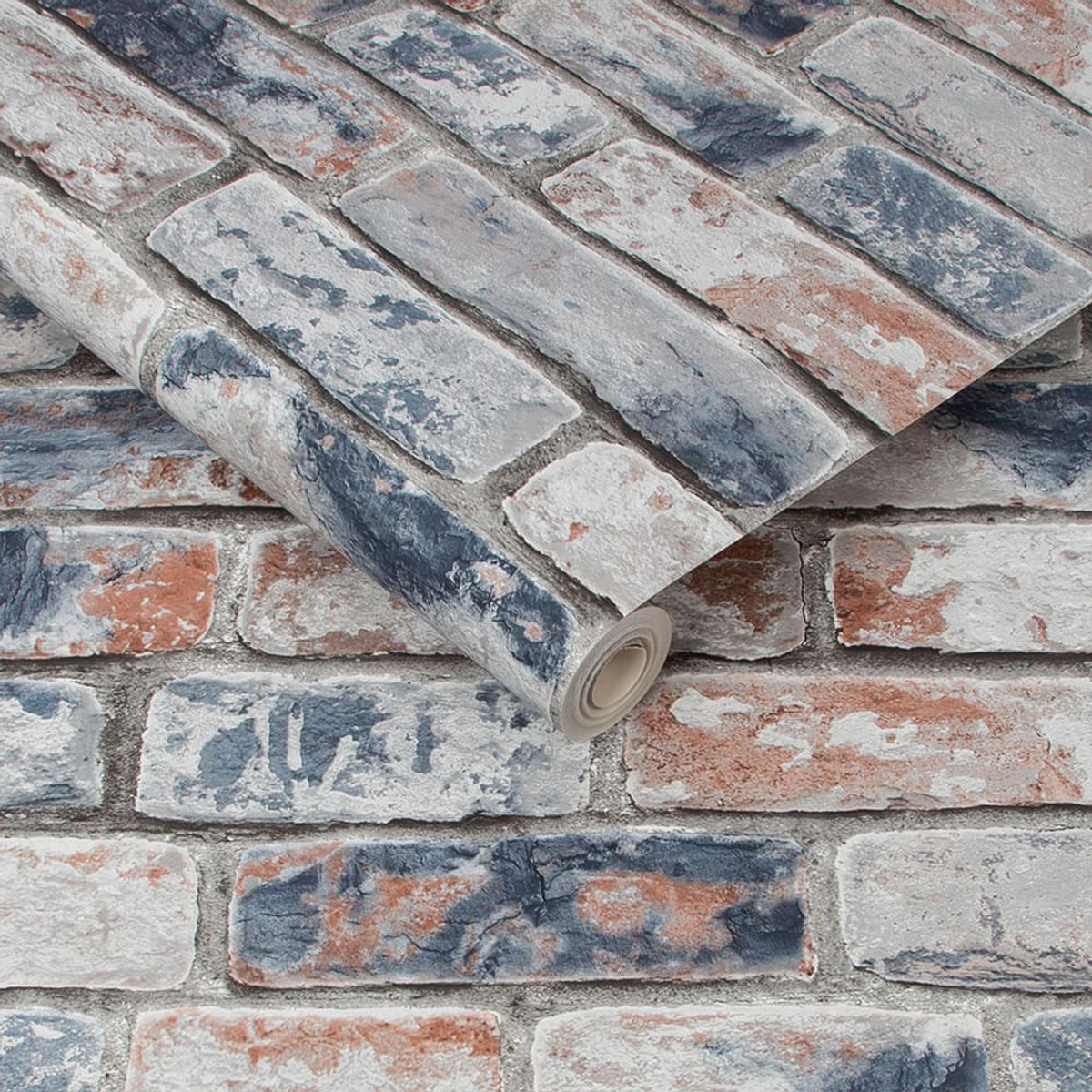 MULTITOP - Papel Tapiz Kids Distressed Brick 052X10 Mts Navy Red