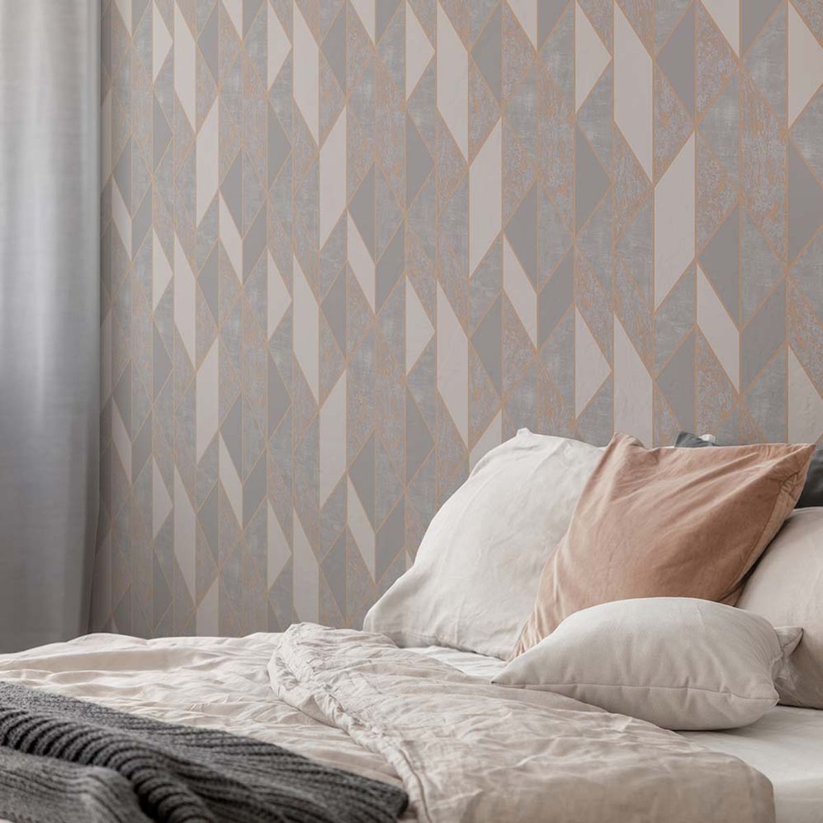 MULTITOP - Papel Tapiz Vittorio Milan Geo 052X10 Mts Greyrose Gold