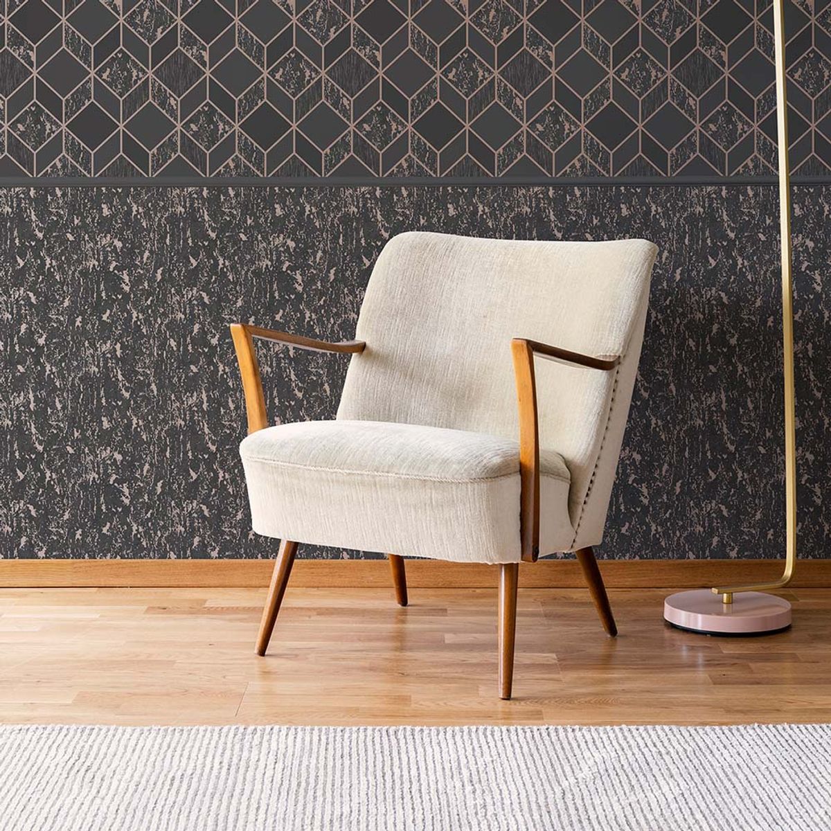 MULTITOP - Papel Tapiz Vittorio Milan 052X10 Mts Charcoalrose Gold