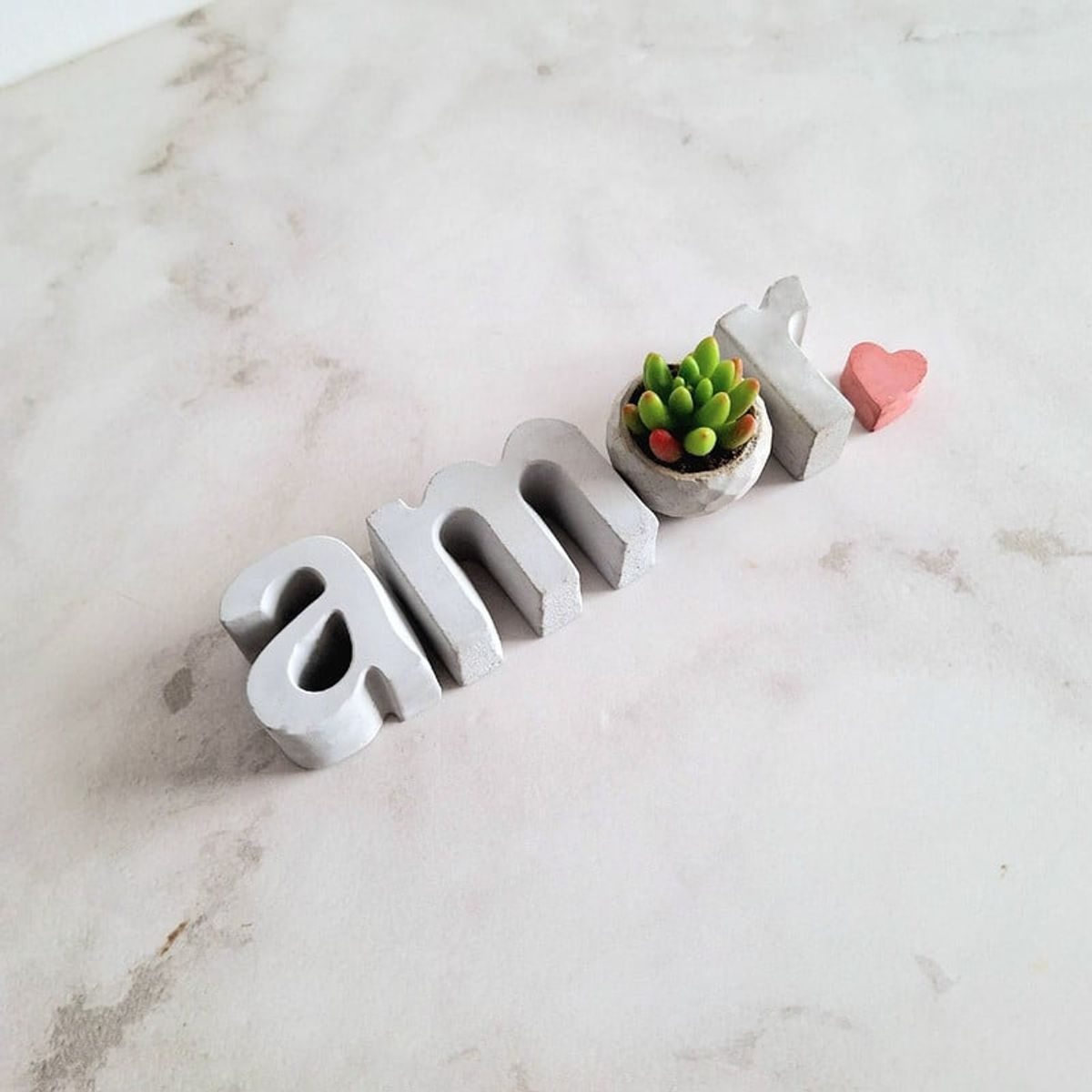 CONKRETE - Set de letras decorativas amor + Planta Suculenta