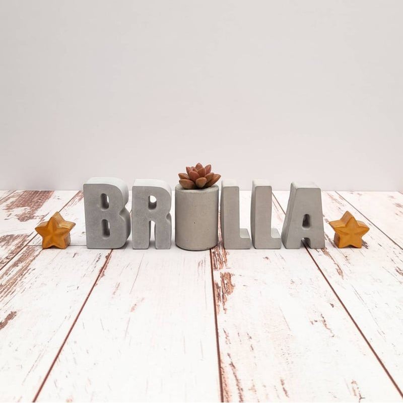 CONKRETE - Set de letras decorativas BRILLA + Planta Suculenta