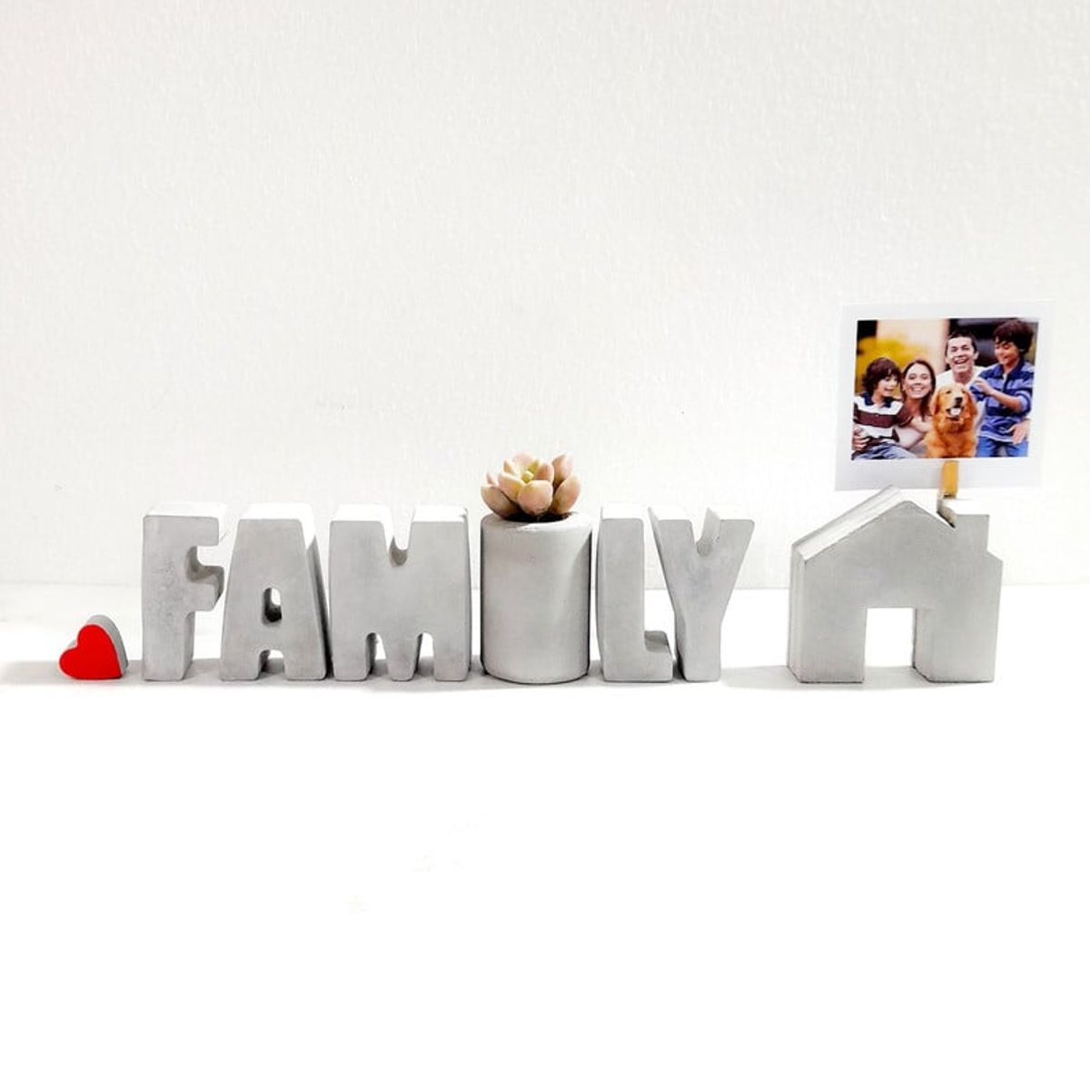 CONKRETE - Set de letras decorativas FAMILY + Planta Suculenta