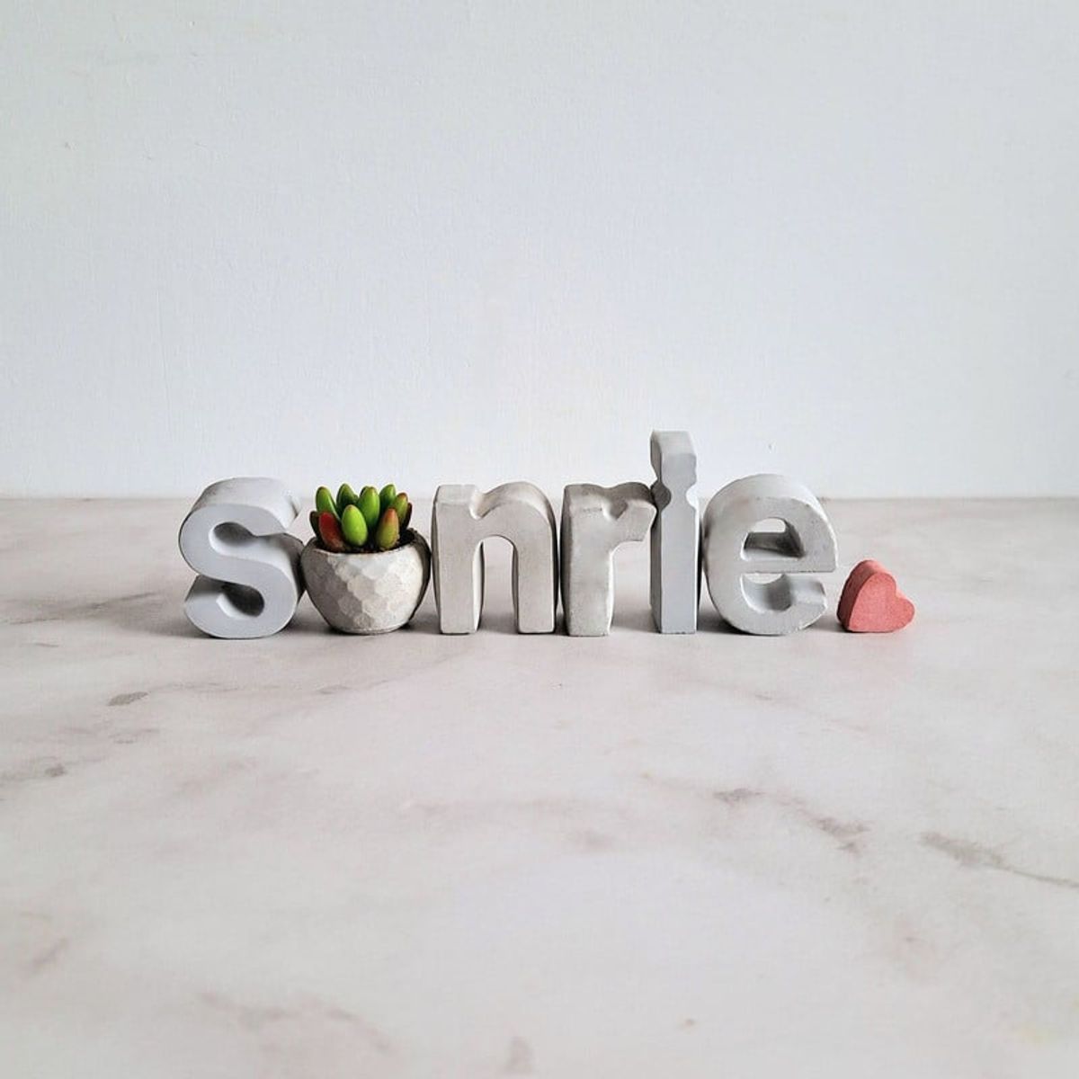 CONKRETE - Set de letras decorativas sonríe + Planta Suculenta