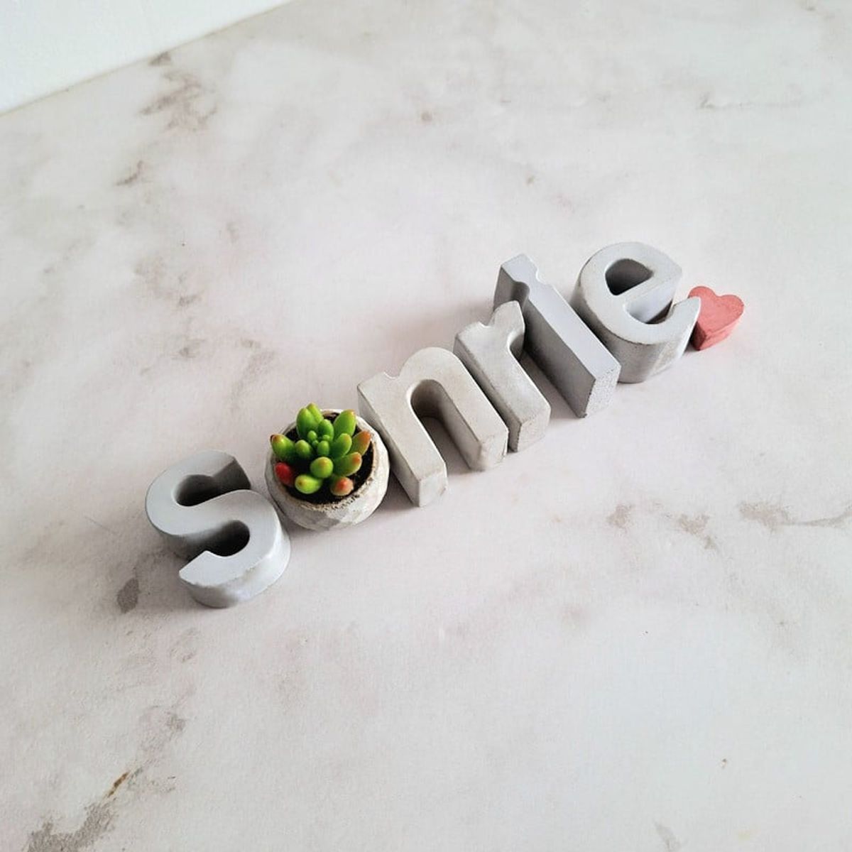 CONKRETE - Set de letras decorativas sonríe + Planta Suculenta