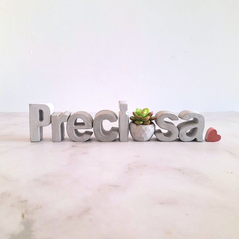 CONKRETE - Set de letras decorativas Preciosa + Planta Suculenta