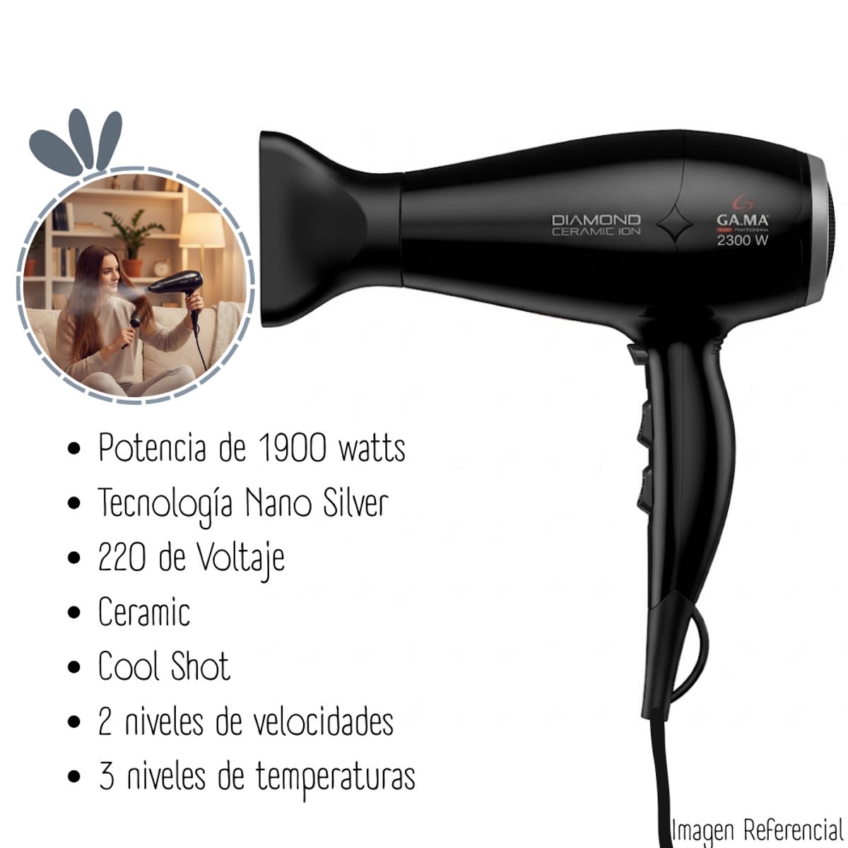 GAMA - Secadora Gama Diamond Ceramic 2300 watts.