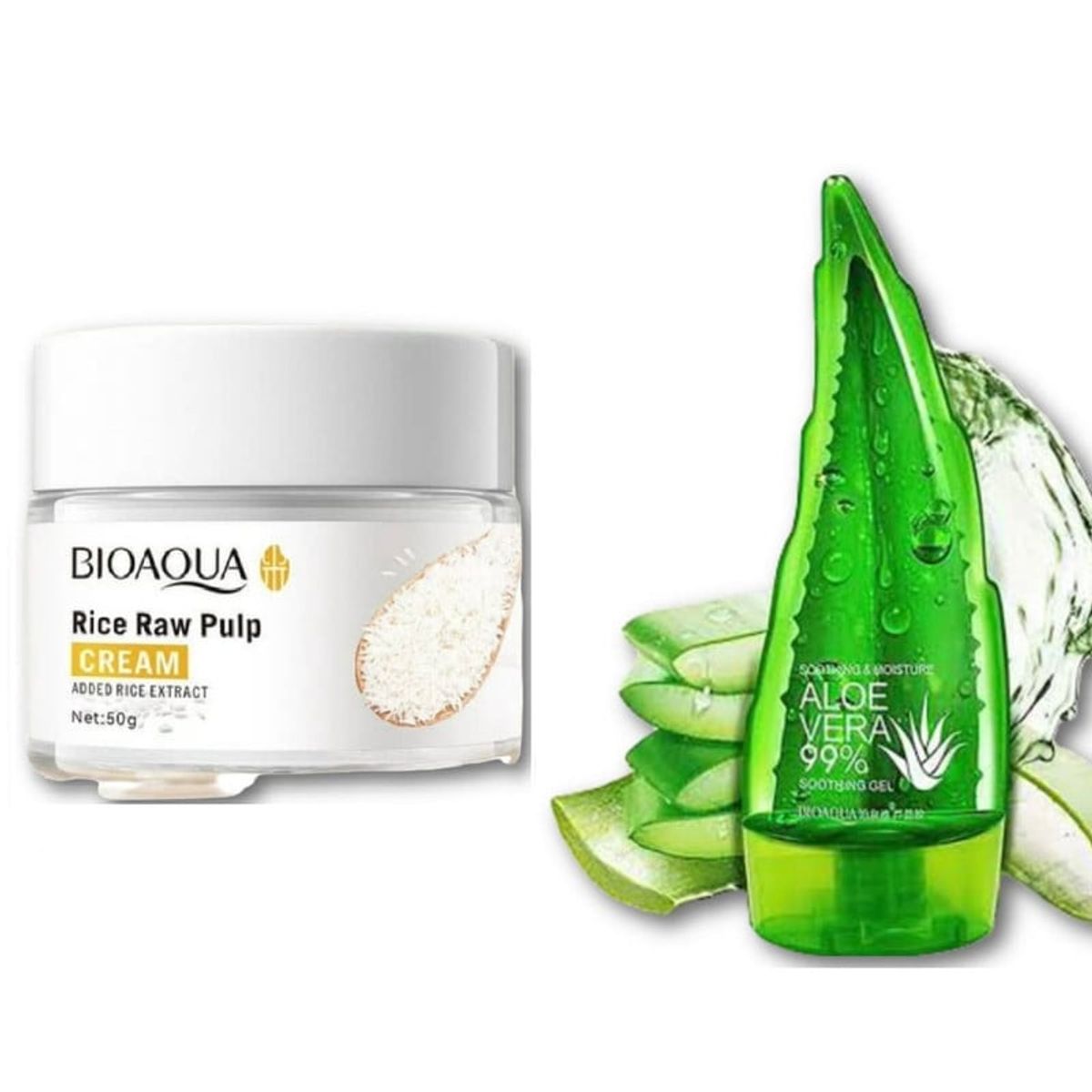 BIOAQUA - PACK CREMA ACLARANTE DE ARROZ BIOAQUA Y CREMA CORPORAL ALOE VERA
