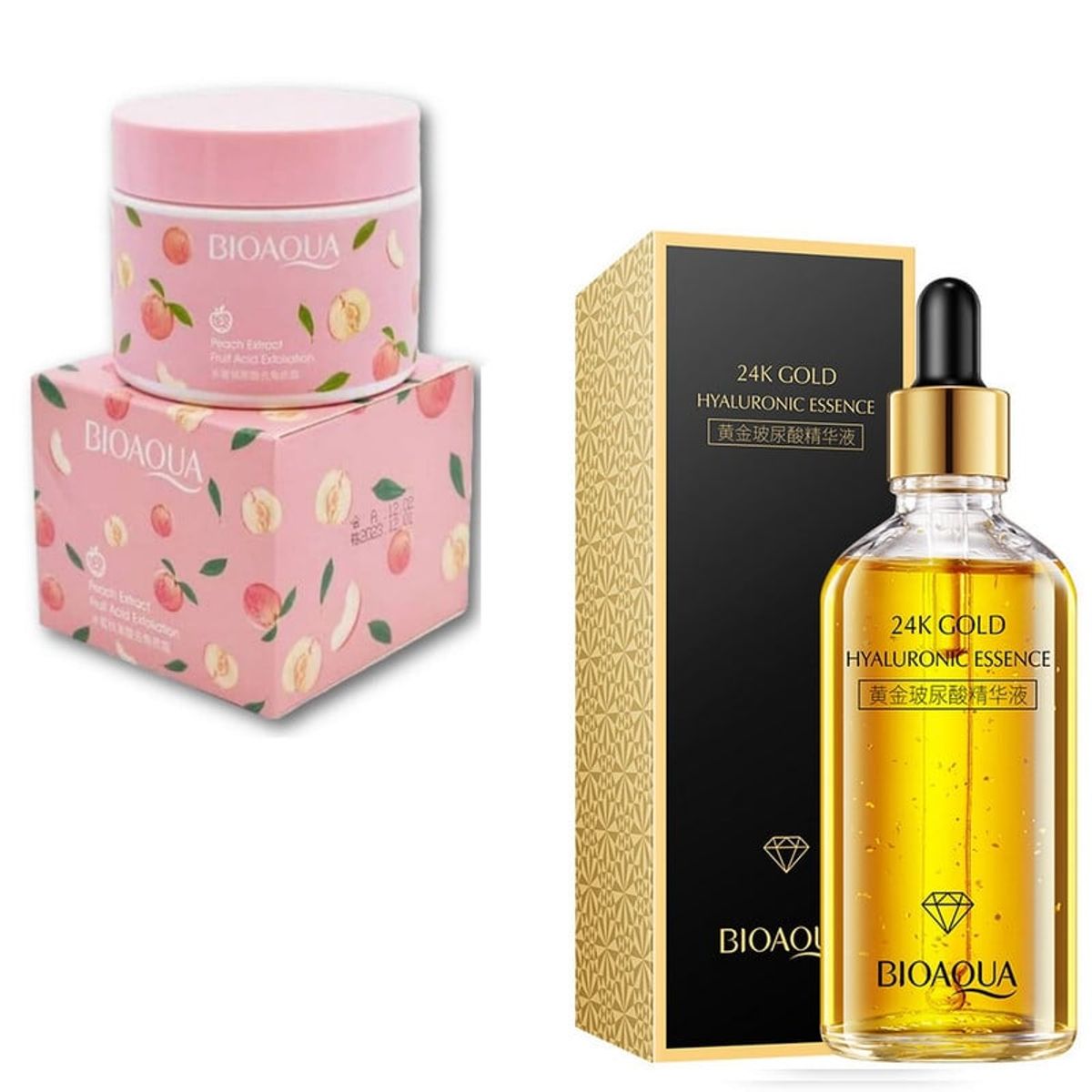 BIOAQUA - PACK CREMA EXFOLIANTE Y SERUM ESENCIA DE ORO HIALURONICO BIOAQUA