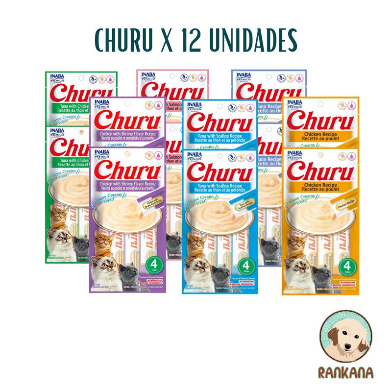 CHURU - SNACKS CHURU X 4 SACHETS SABORES VARIADOS / 12 UNIDADES