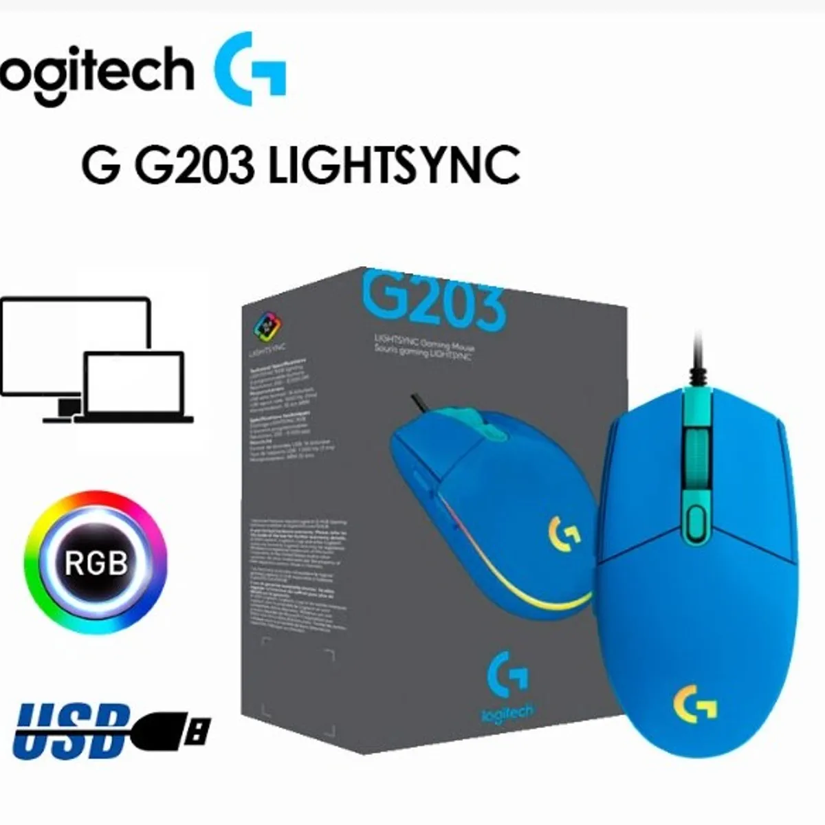 LOGITECH - Mouse Logitech G203 Lightsync - Azul