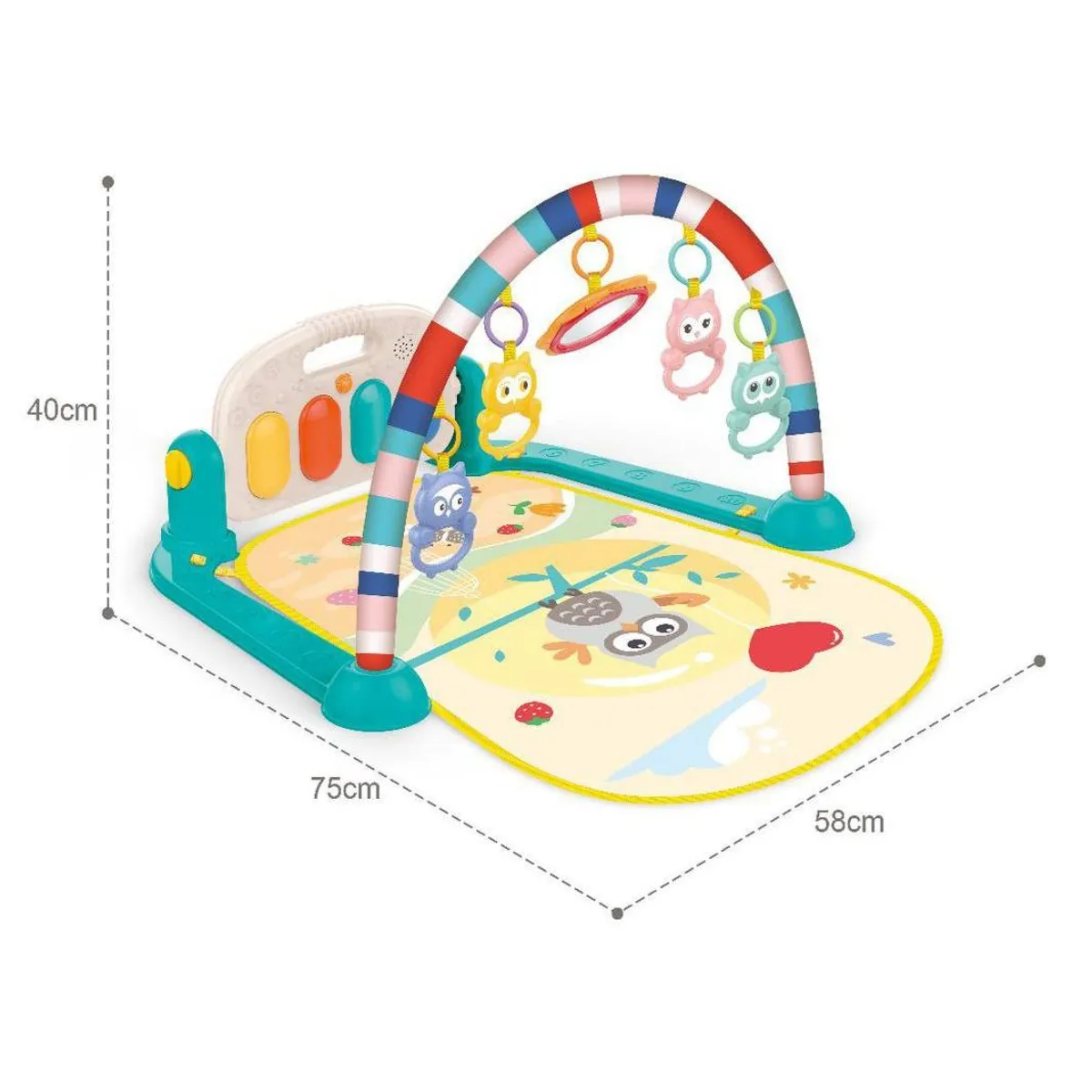 GENERICO - GIMNASIO DE BEBE CON PIANO PARA PATEAR 3 EN 1 Color Verde