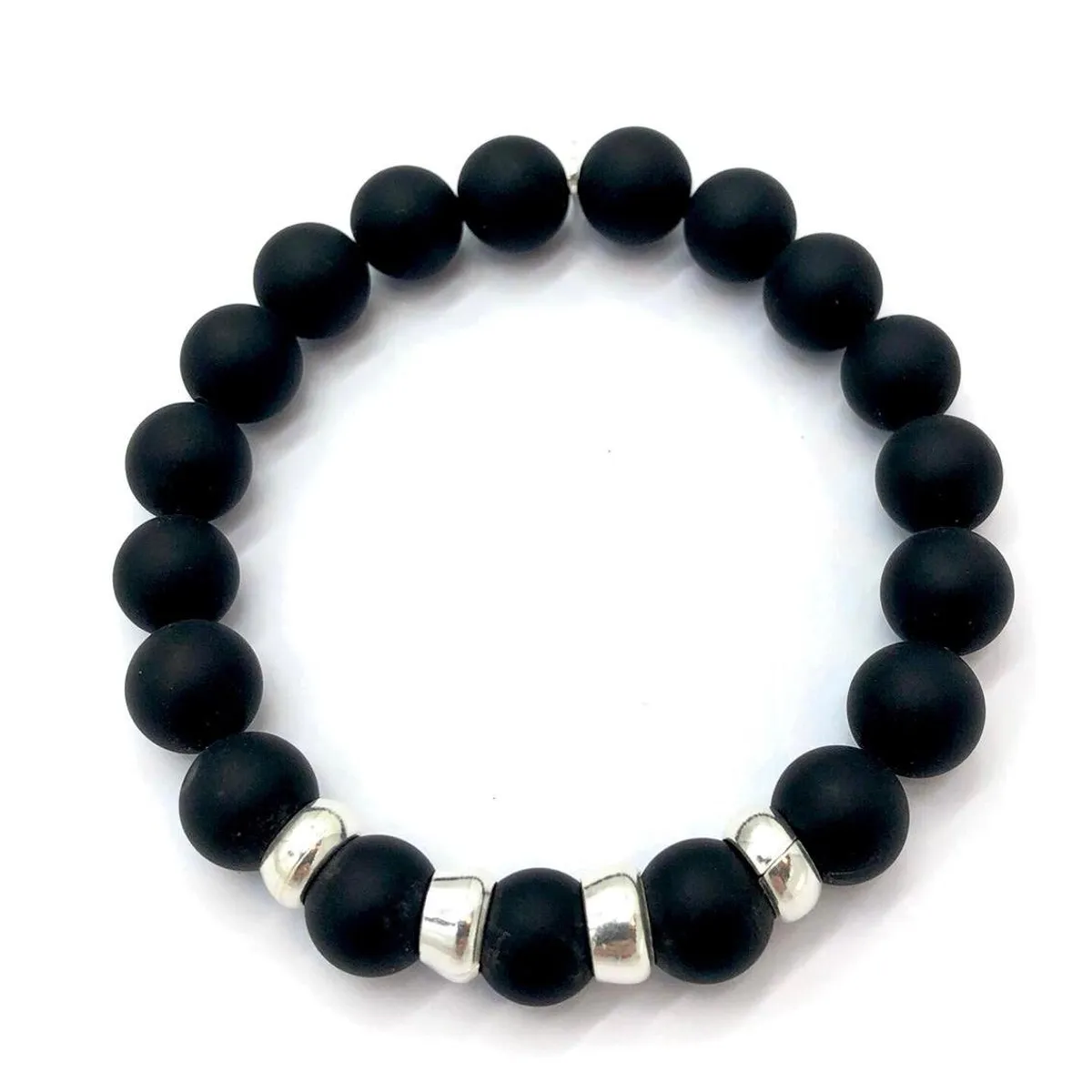 SANTORAL - Pulsera Francisco para Hombre - Onix y Plata