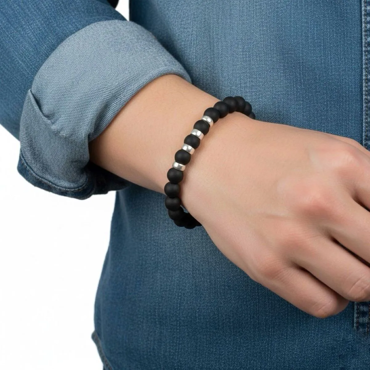 SANTORAL - Pulsera Francisco para Hombre - Onix y Plata