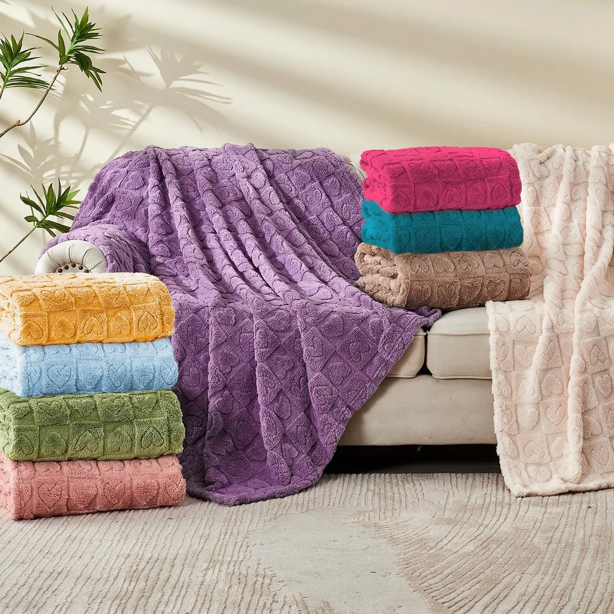 GENERICO - MANTA FELPADA DE CORAZON