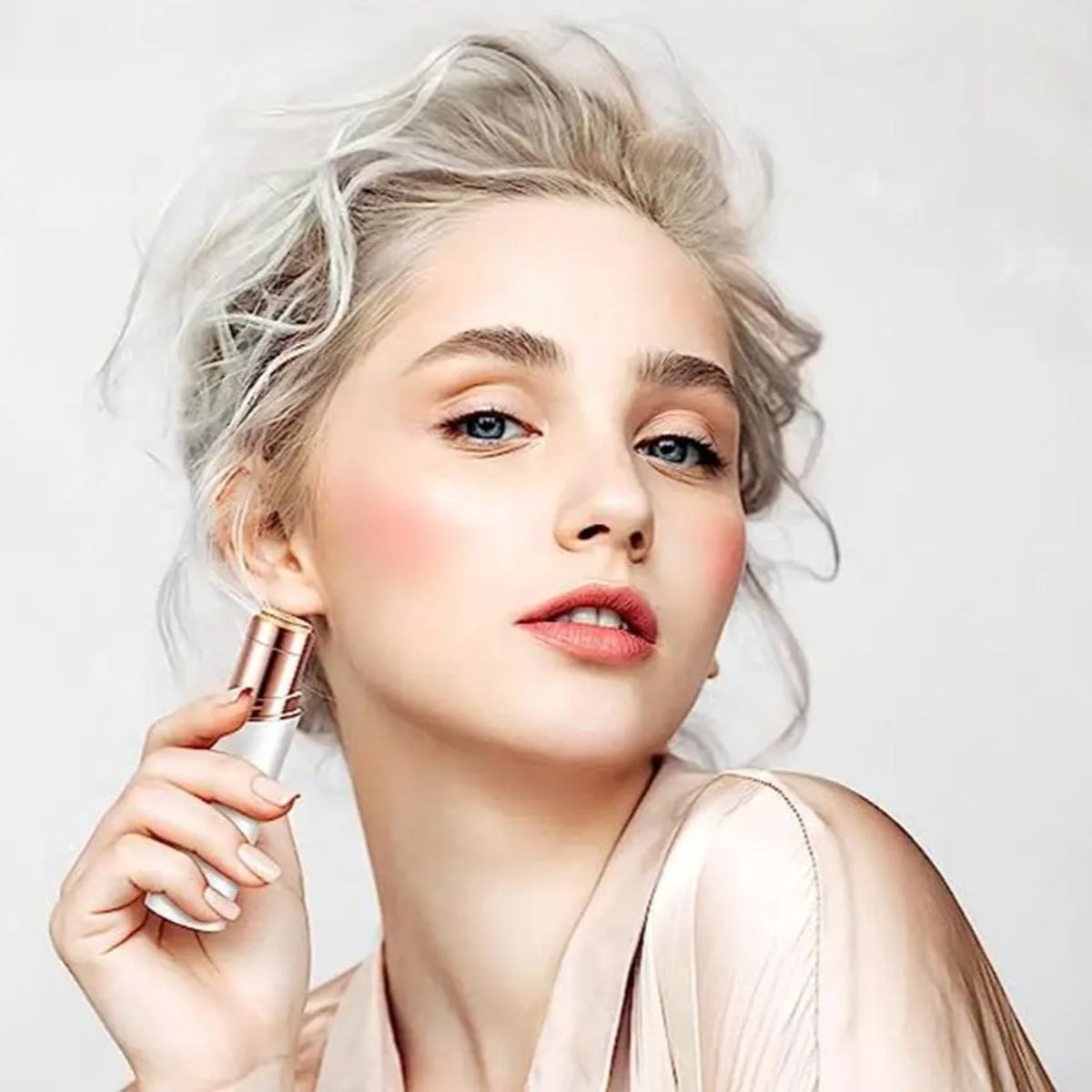 GENERICO - Depiladora Eléctrica Facial Mujer FlawLbss Blanco Carga USB Genieka