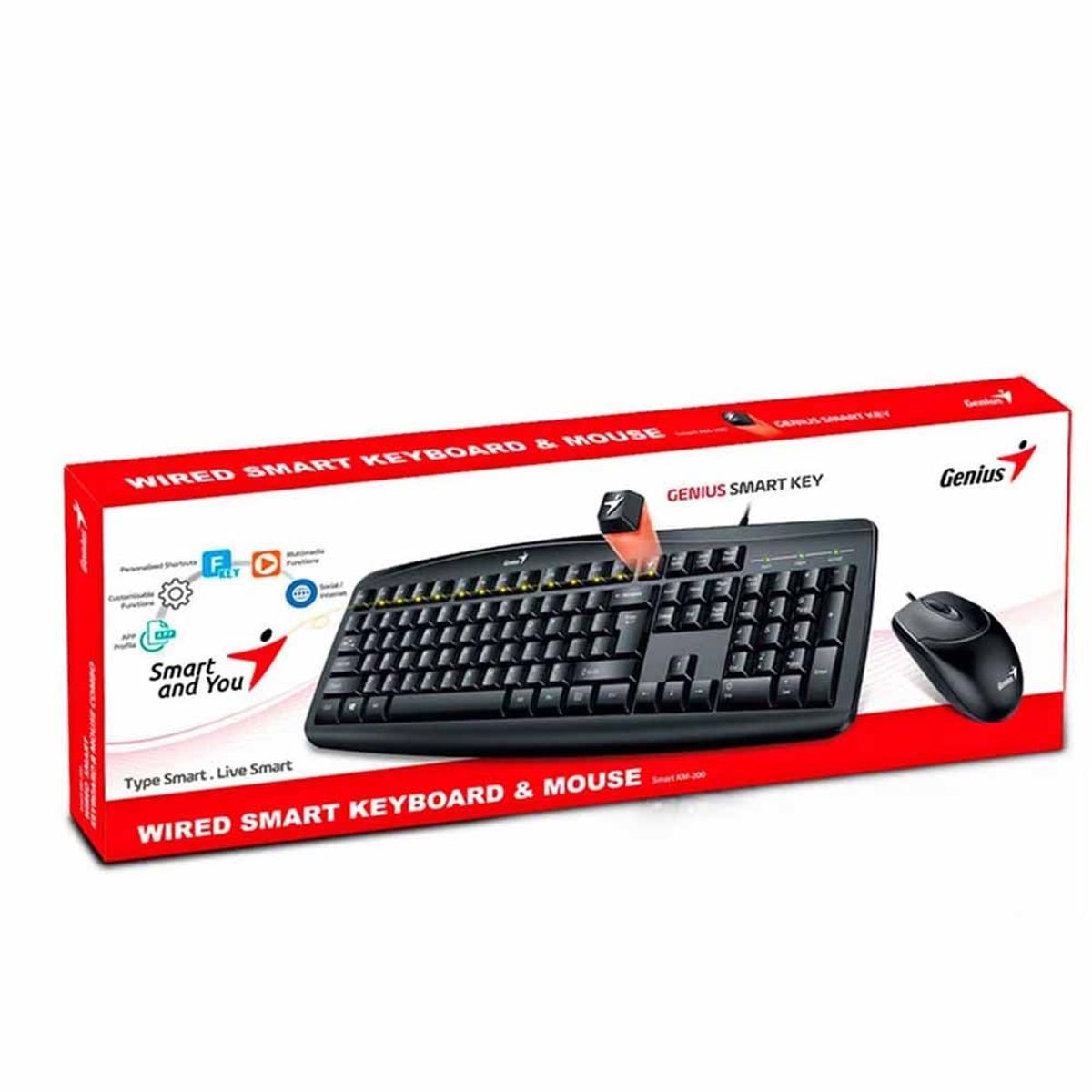 GENIUS - Teclado Genius+Mouse Smart Km-200 Usb Multimedia Black