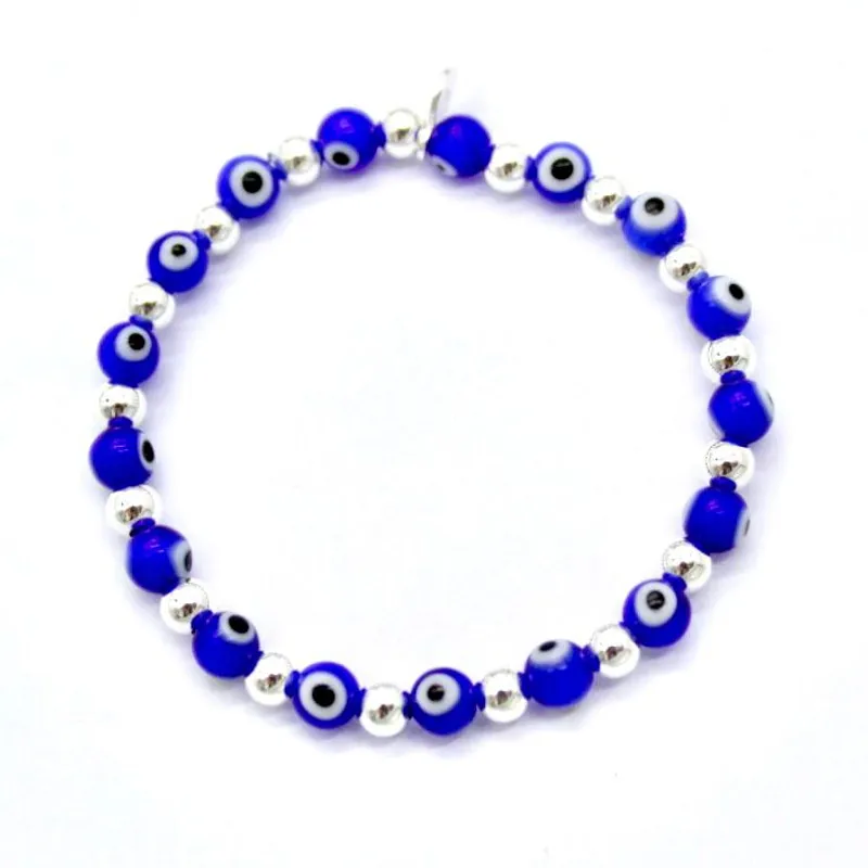 ESPIRAL ROJO - Pulsera de Ojos Turcos y Bolitas de Plata  - Colores Variados