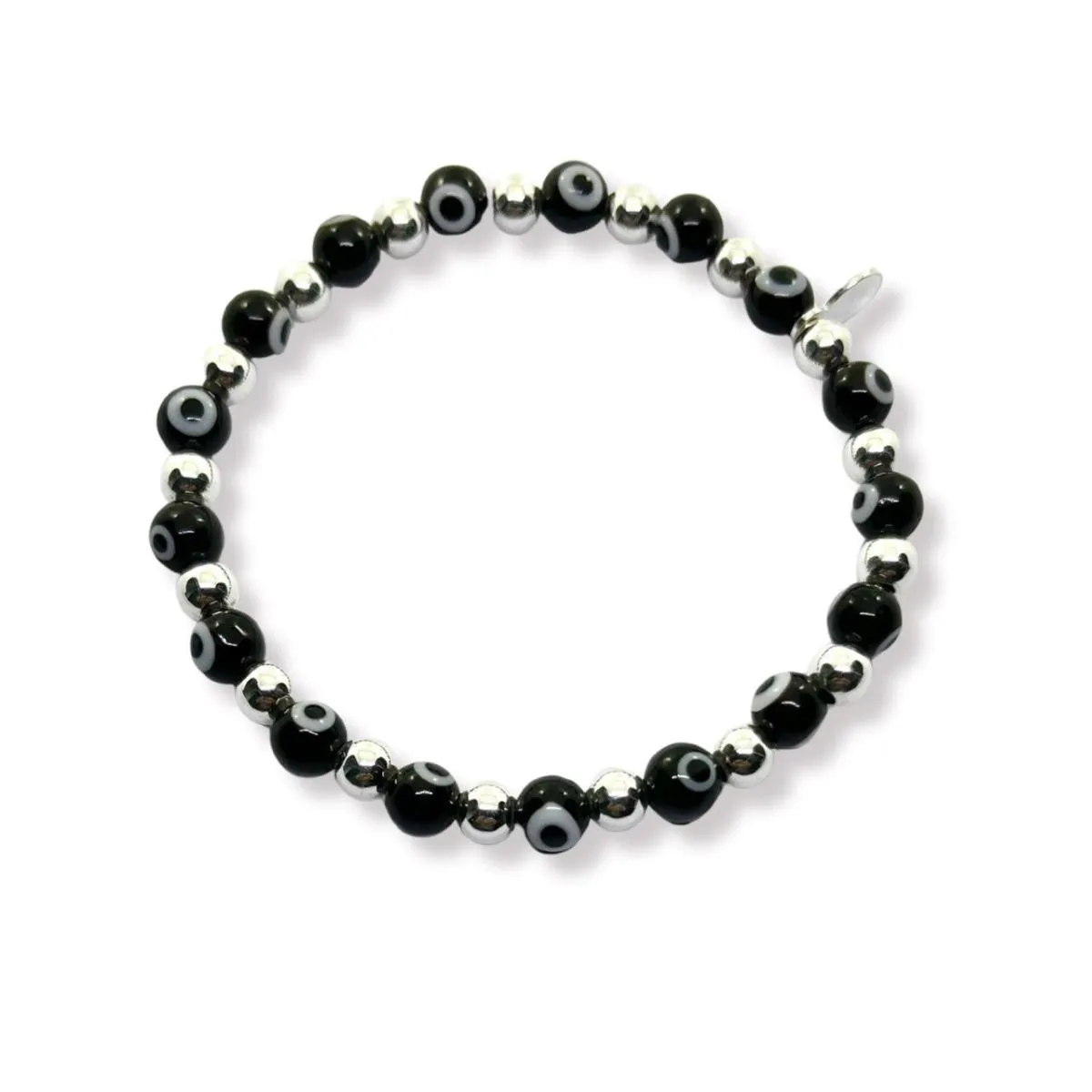 ESPIRAL ROJO - Pulsera de Ojos Turcos y Bolitas de Plata  - Colores Variados