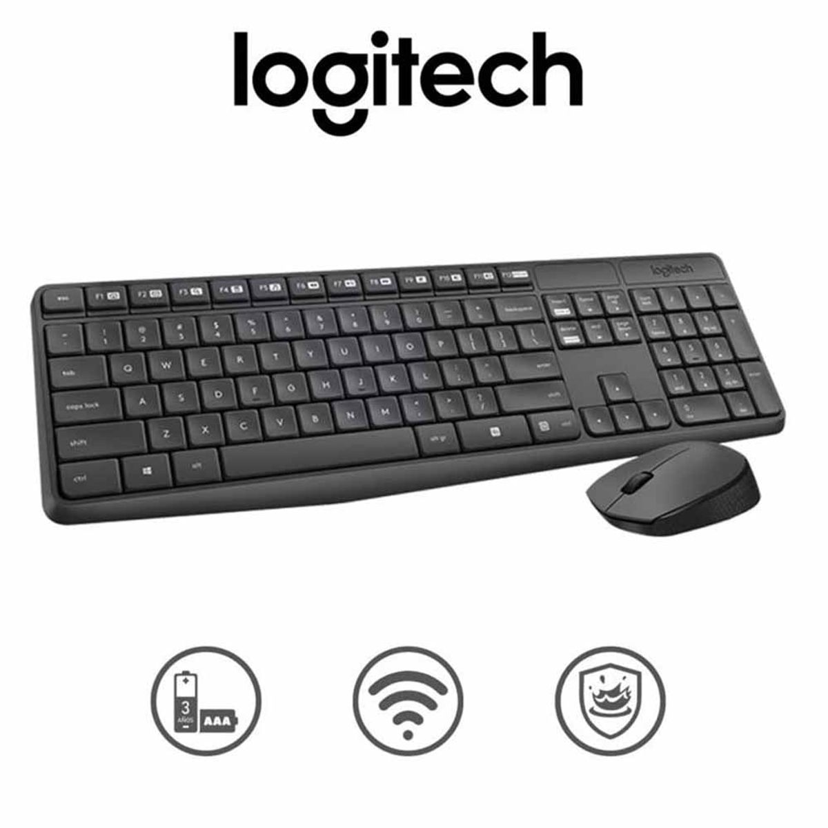 LOGITECH - Teclado Logitech Mouse Mk235 Wireless Usb Black