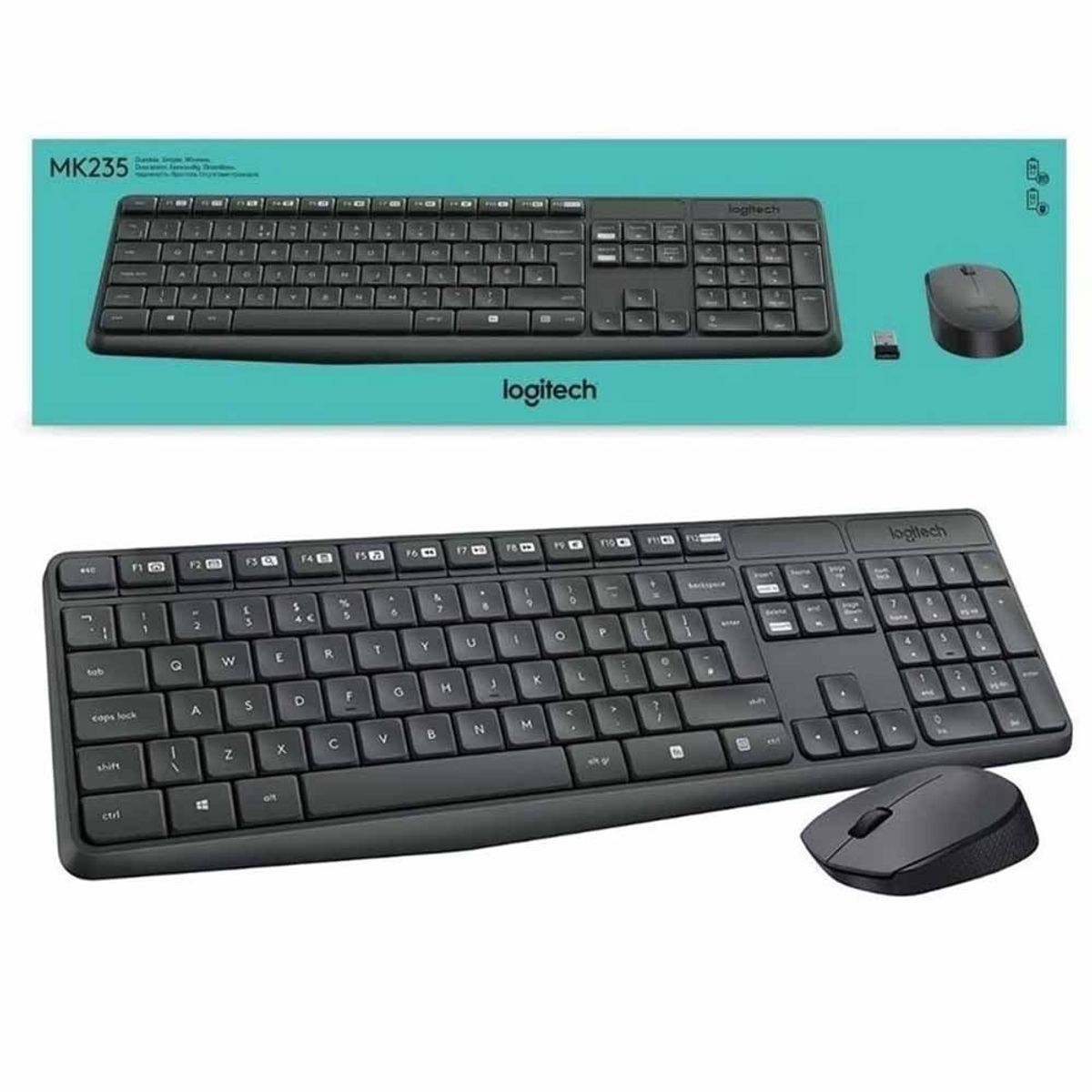 LOGITECH - Teclado Logitech Mouse Mk235 Wireless Usb Black