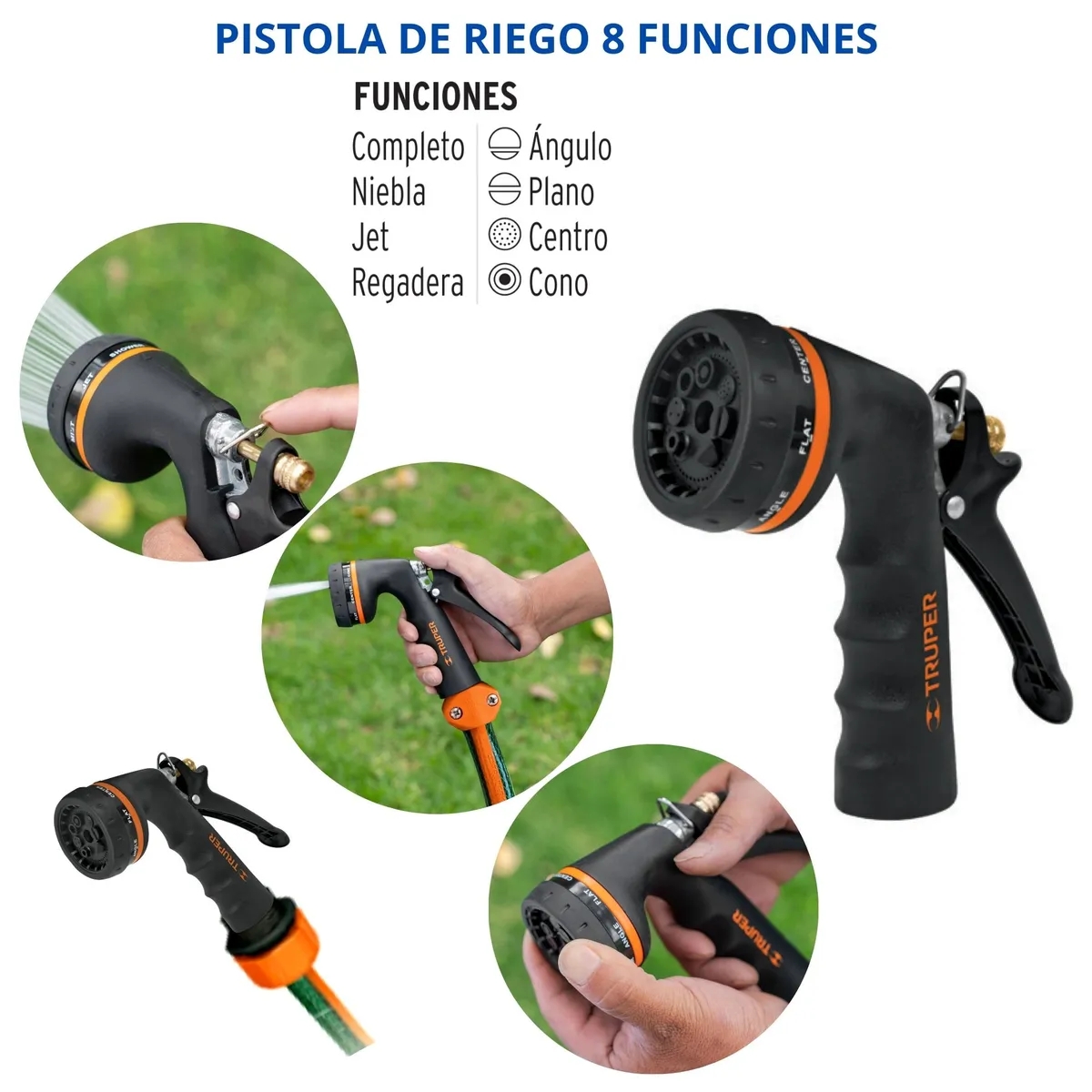 TRUPER - Combo hidrolavadora 1800PSI manguera 20m + pistola de riego Truper