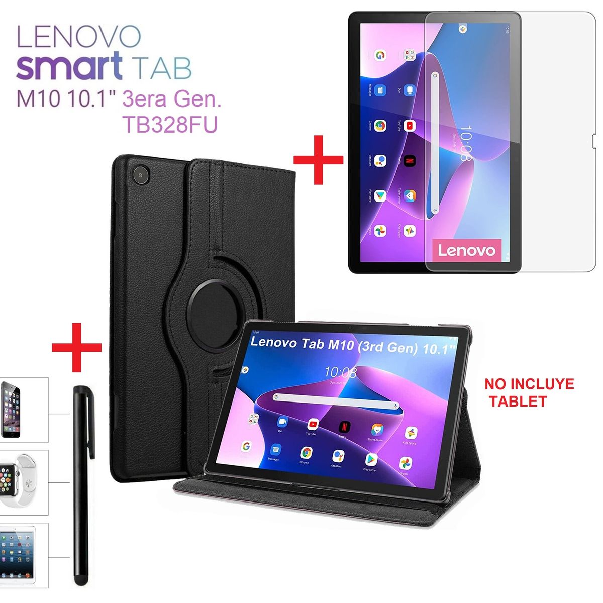GENERICO - Funda + Mica + Lápiz para Lenovo Tab M10 3era Gen 101 TB-328FU Case.