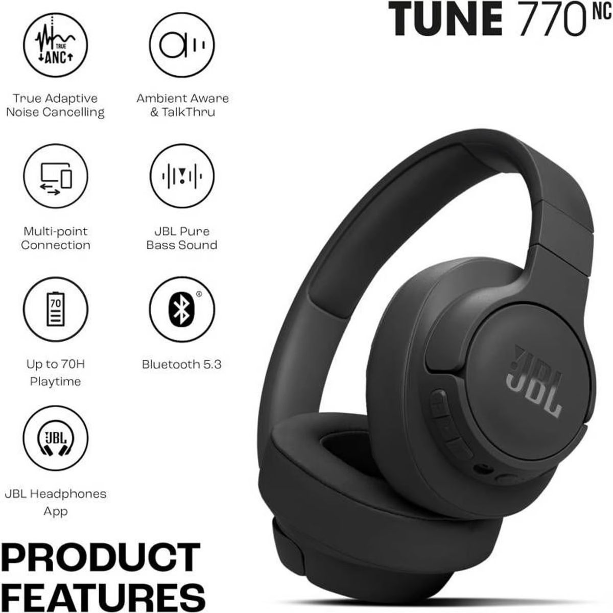 JBL - JBL Tune 770NC Auriculares inalámbricos on-ear Negro