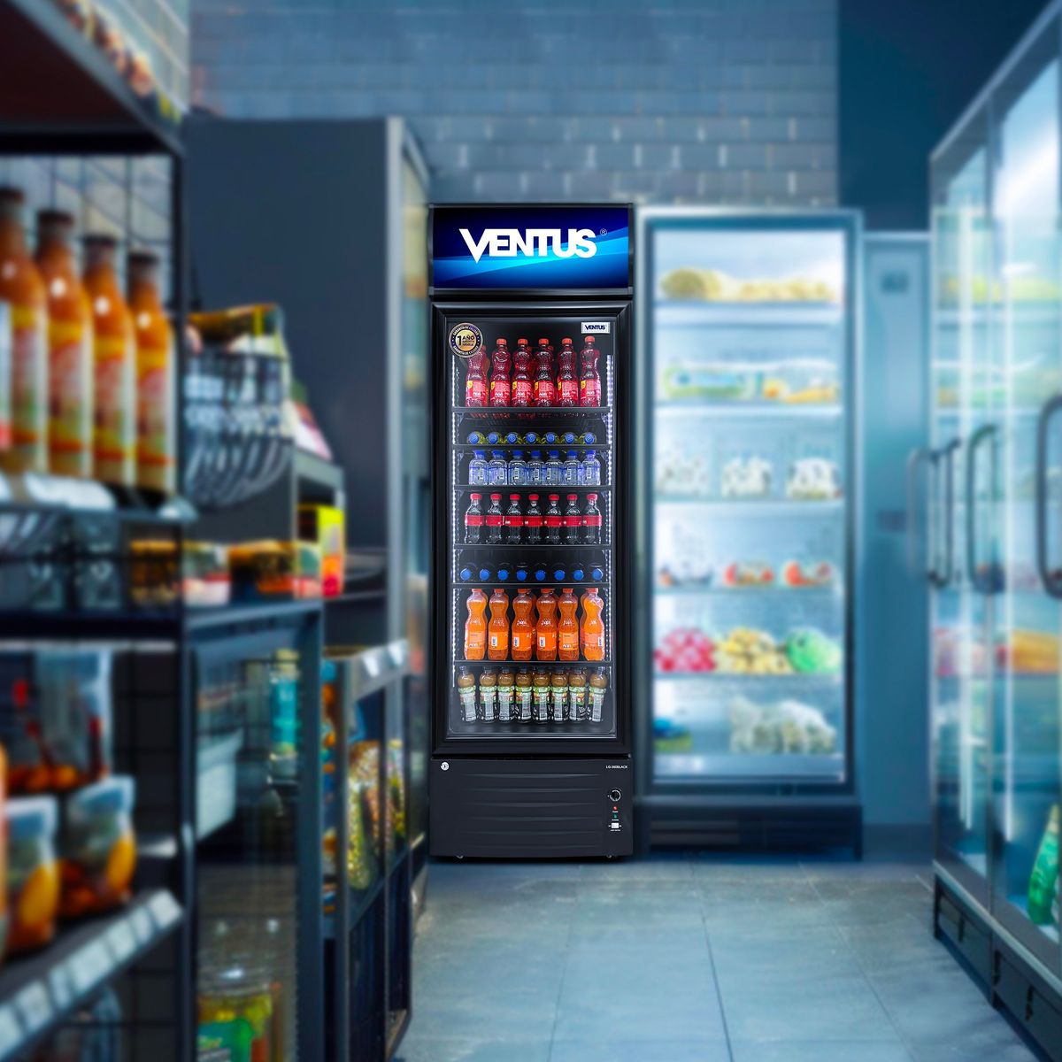 VENTUS - Visicooler ventus 1 puerta 360L LG-360 BLACK- Negro