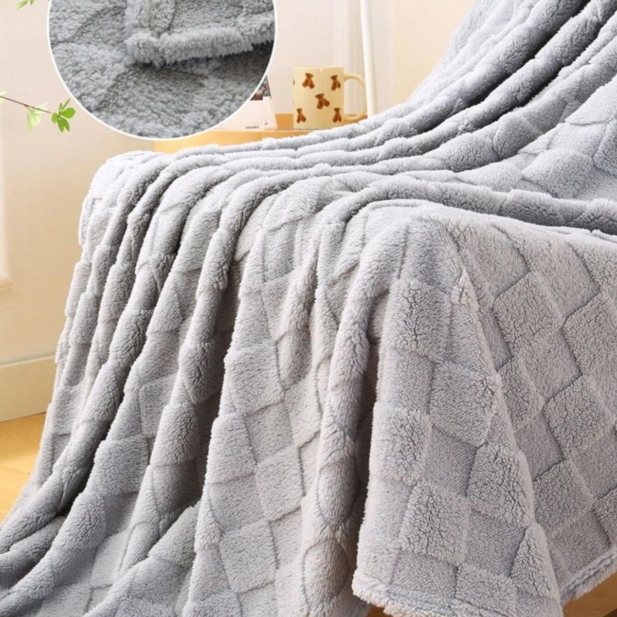 GENERICO - COLCHA AFELPADA  CUADROS