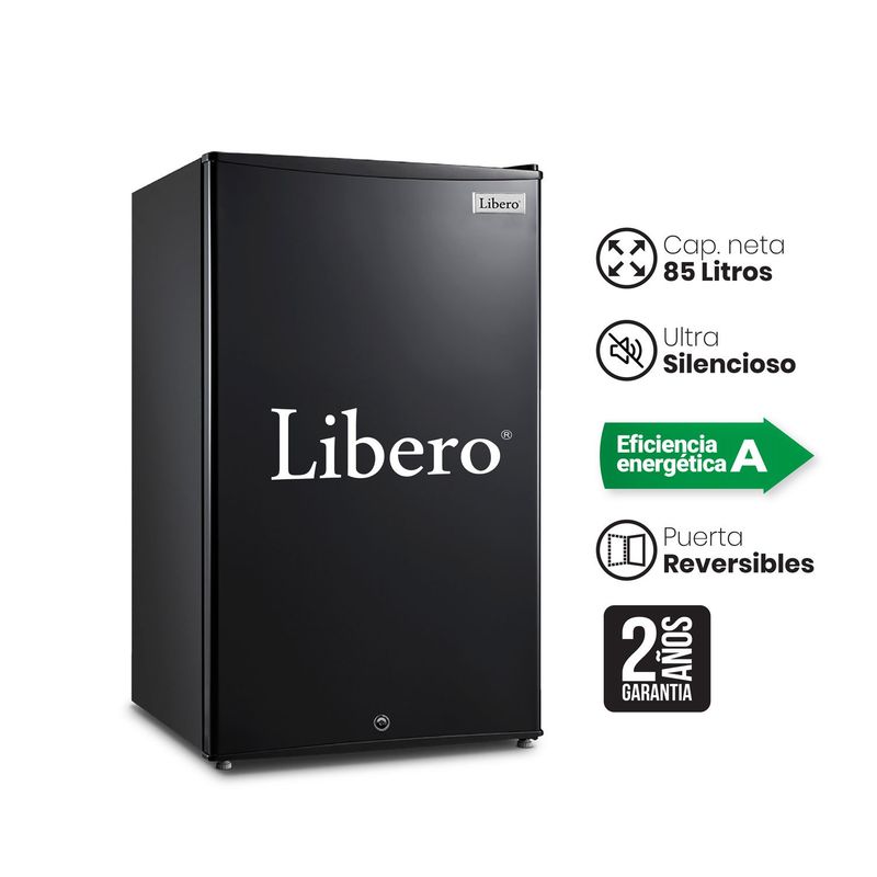 LIBERO - Libero Frigobar 85L -Llave de seguridad- Negro- LFB-101N