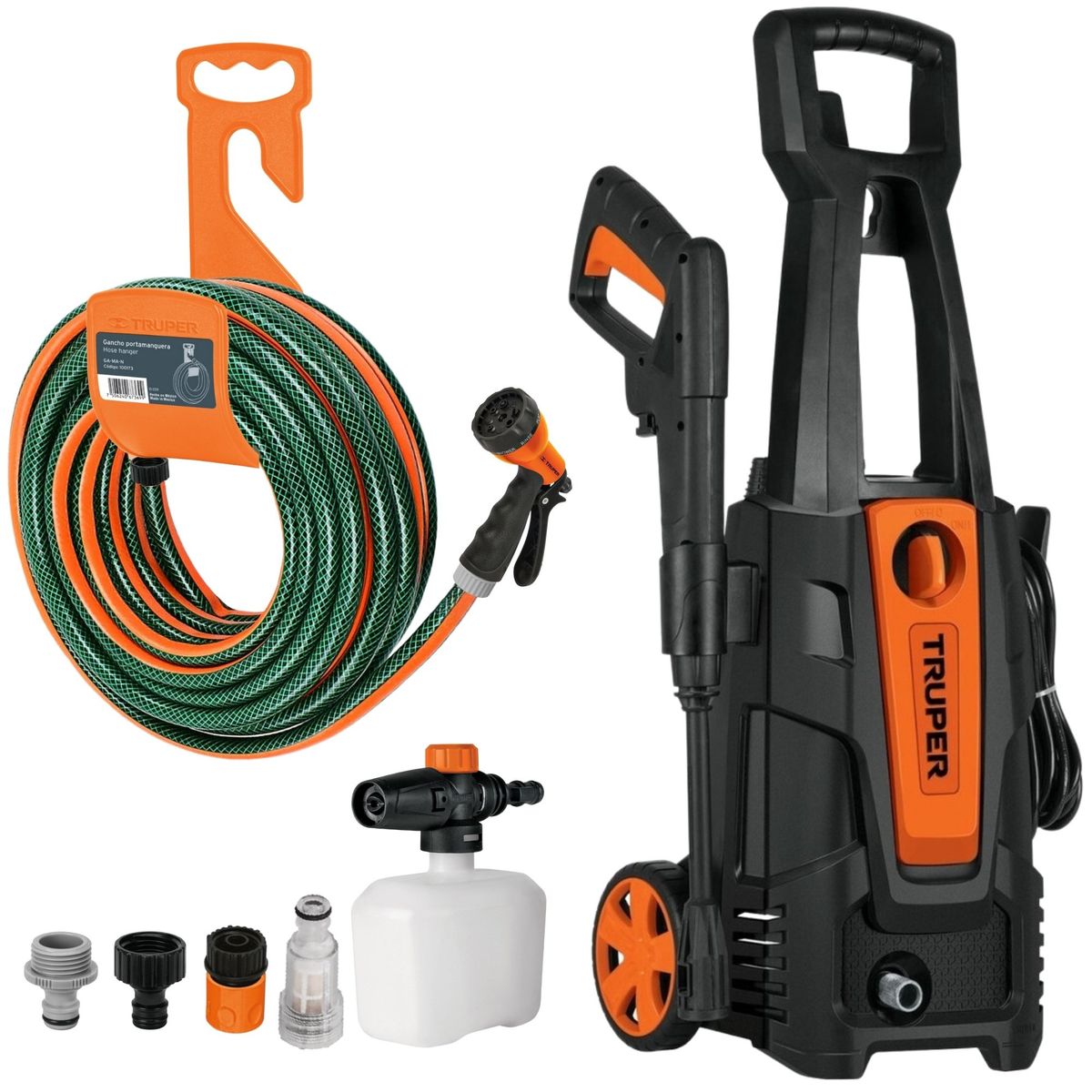 TRUPER - Combo Hidrolavadora 1800 PSI manguera de 10m pistola de riego Truper