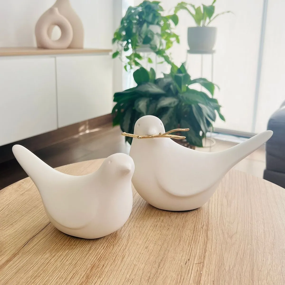 MAP DESIGN HOME - Adorno Juego de Pajaritos Ivory 22x12x14 & 18x11x11 cm