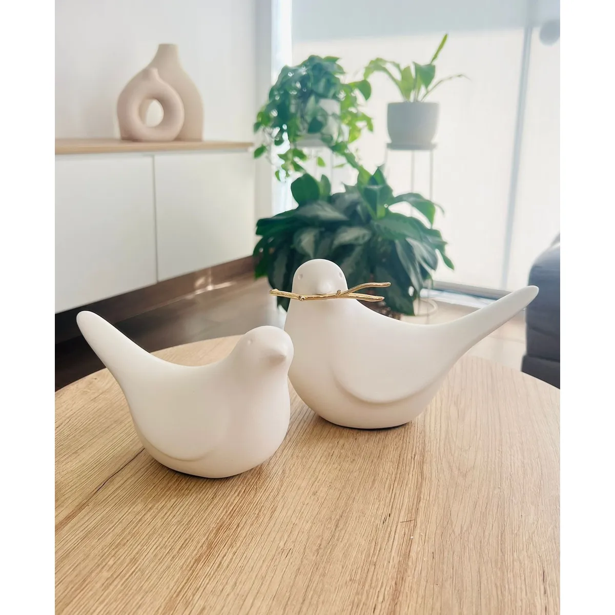 MAP DESIGN HOME - Adorno Juego de Pajaritos Ivory 22x12x14 & 18x11x11 cm