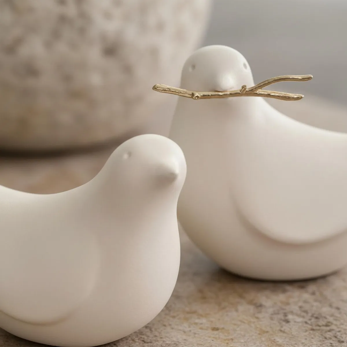 MAP DESIGN HOME - Adorno Juego de Pajaritos Ivory 22x12x14 & 18x11x11 cm