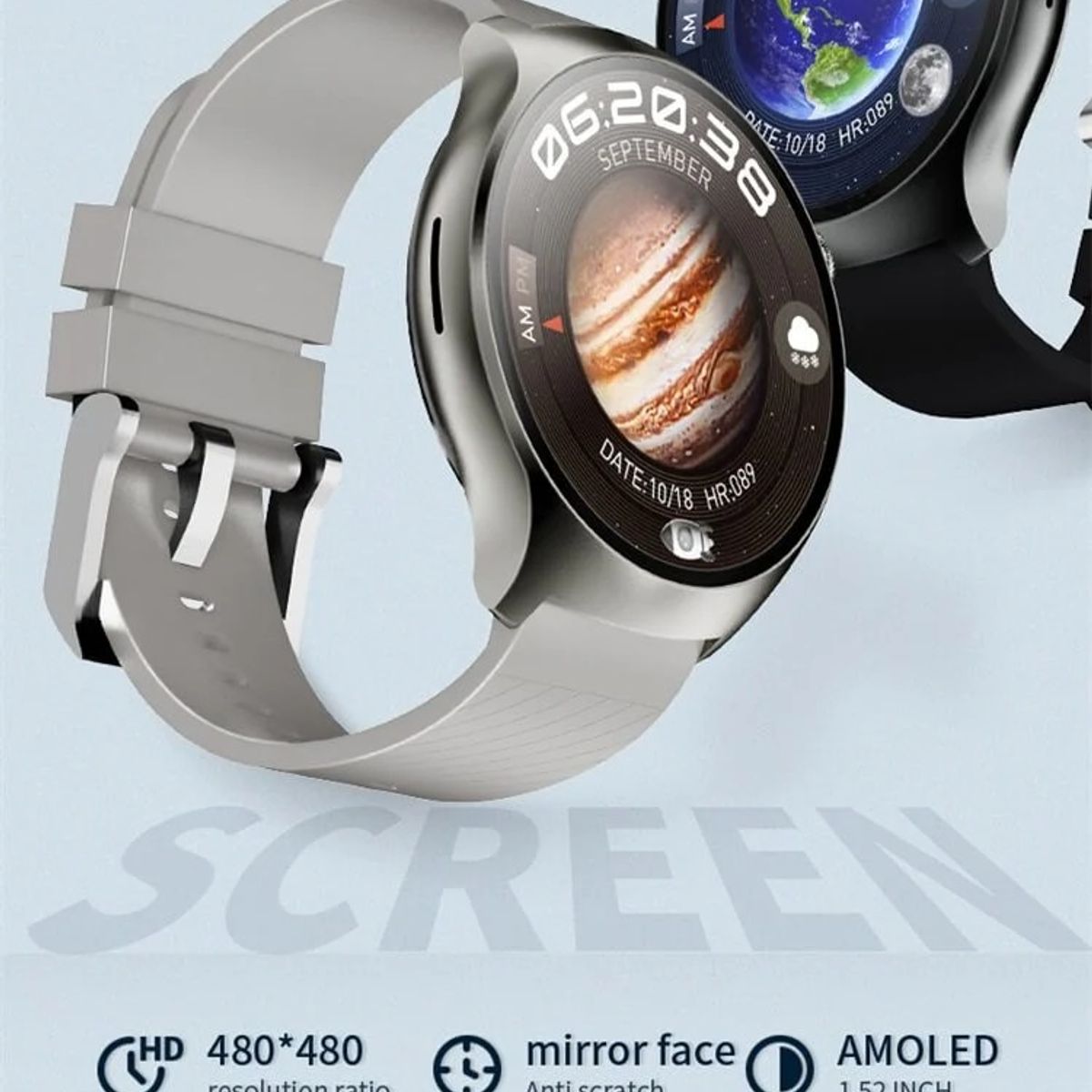 GENERICO - SMARTWATCH  HW6 MAX PANTALLA AMOLED , 3 CORREAS ELEGANT, COLOR PLATA